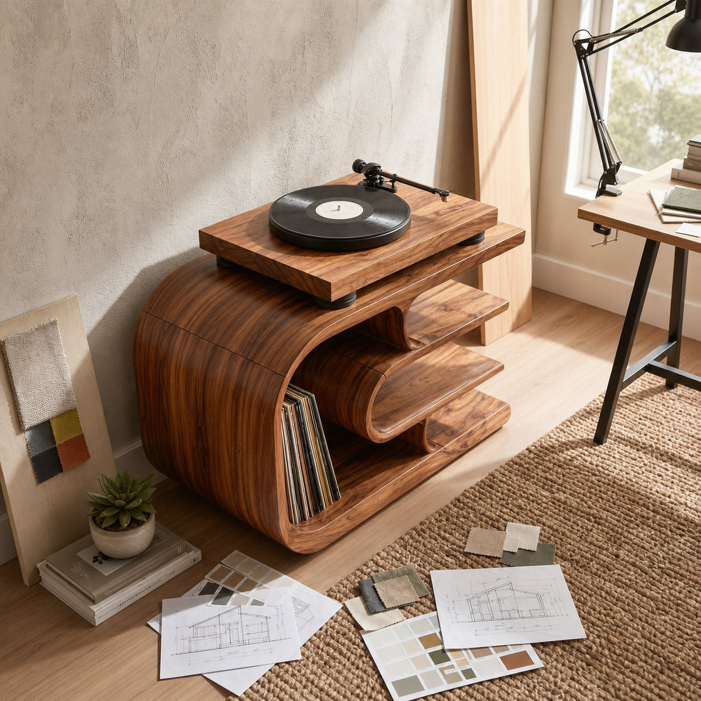Contemporary Vinyl Record Stand For Reading Corner - product view 3