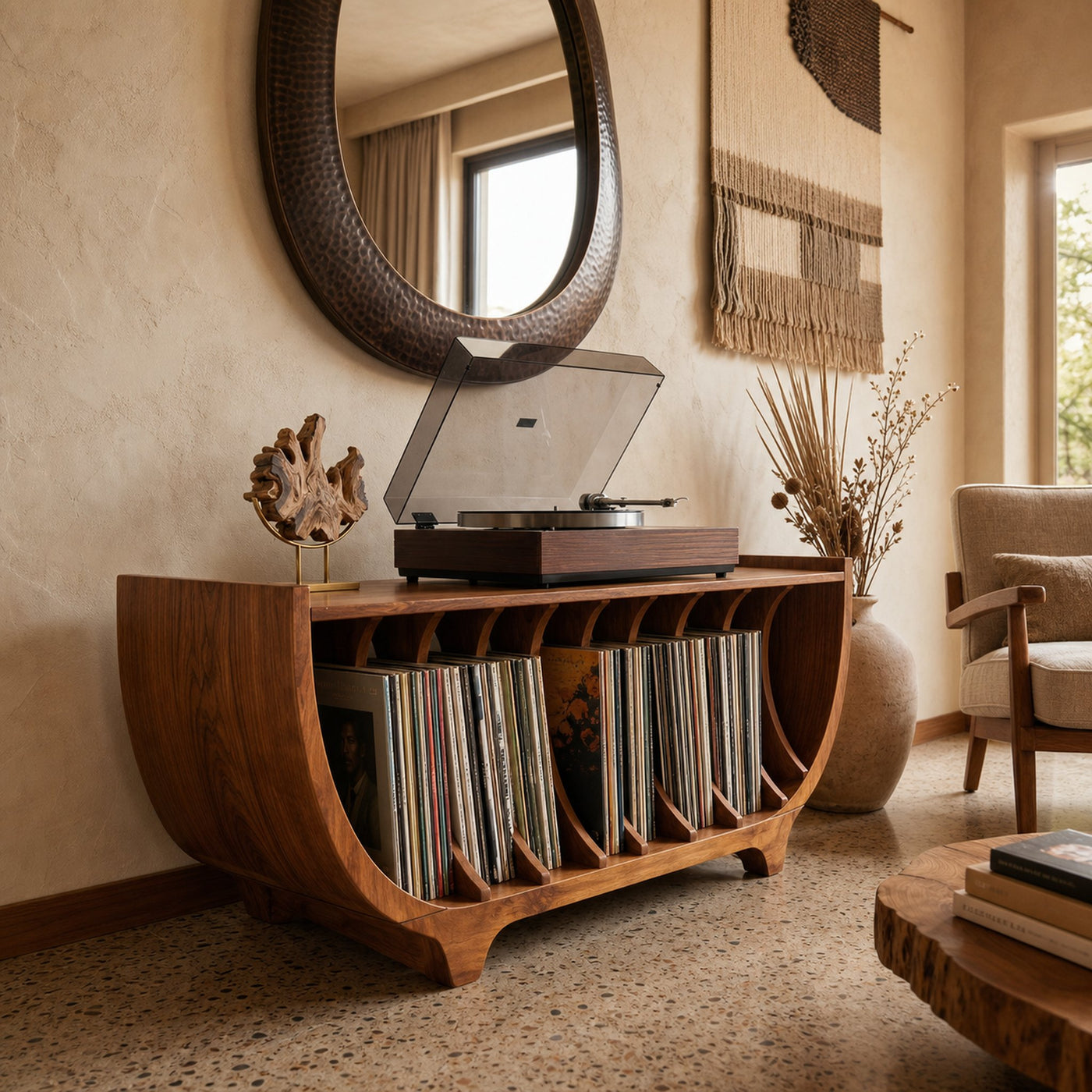 Contemporary Vinyl Storage Stand For Apartment Interior Space