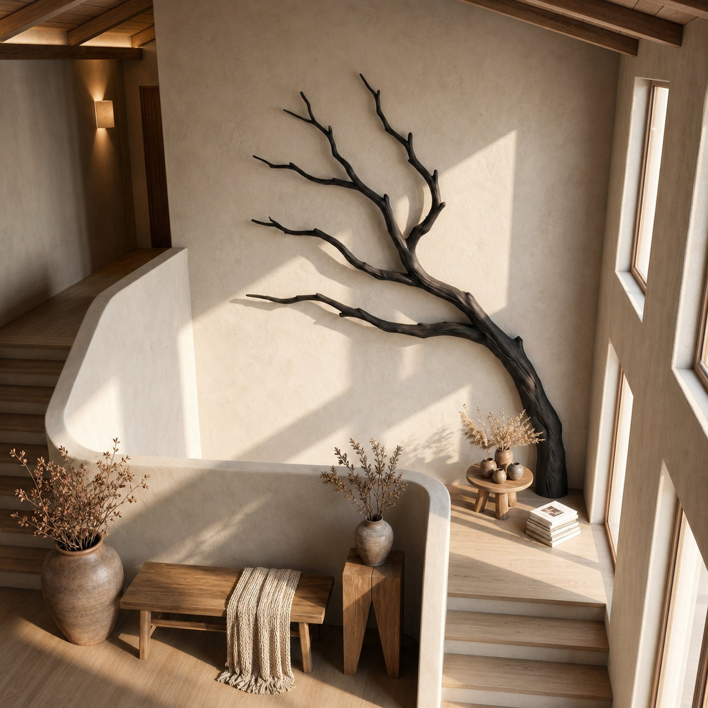 Contemporary Wall Decor Natural Tree Branch Form For Living Room - product view 2