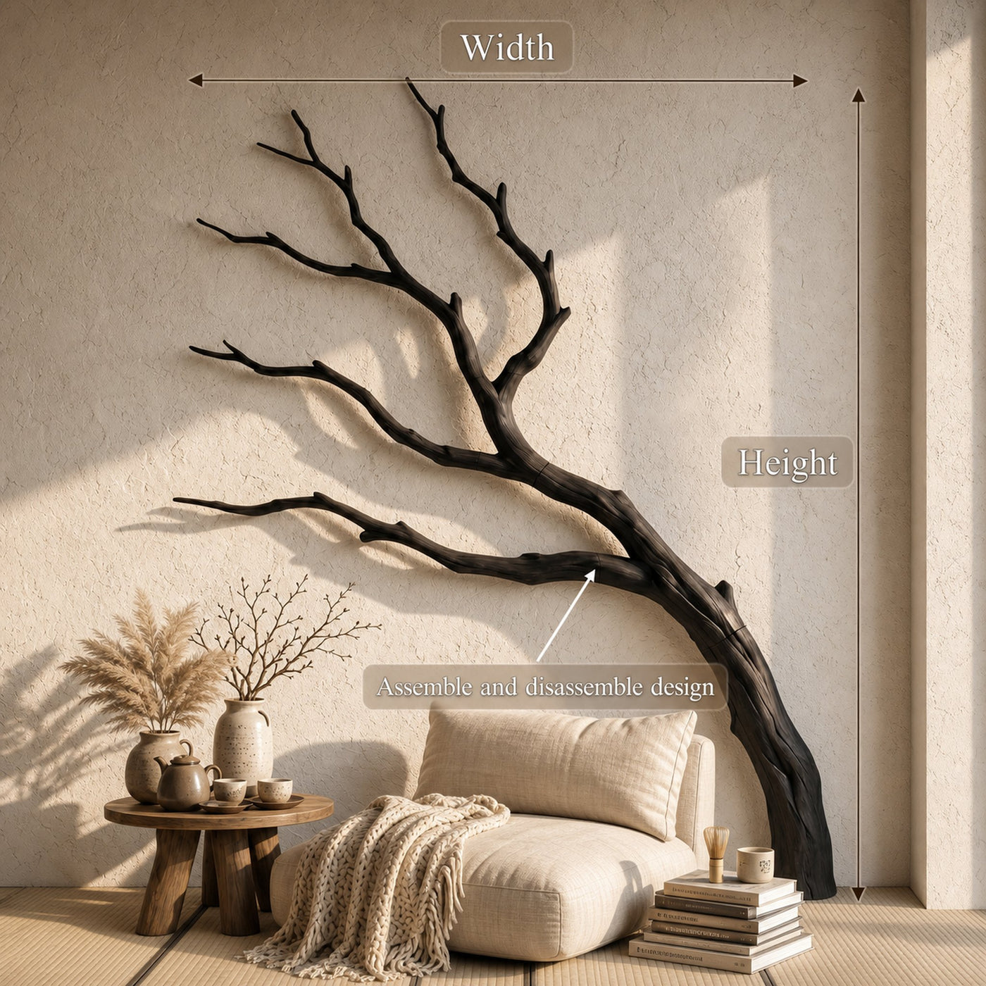 Contemporary Wall Decor Natural Tree Branch Form For Living Room - product view 8