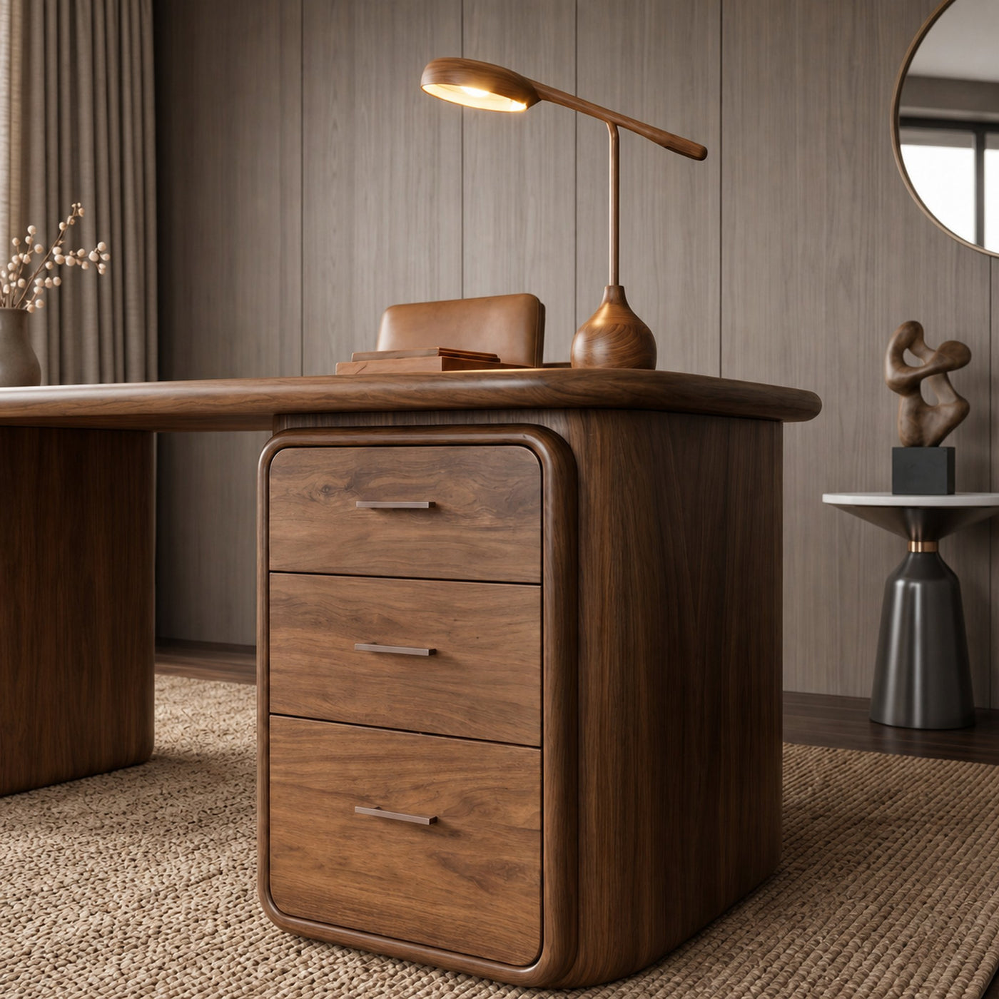 Contemporary Wood Desk With Built In Drawers For Home Office - product view 2