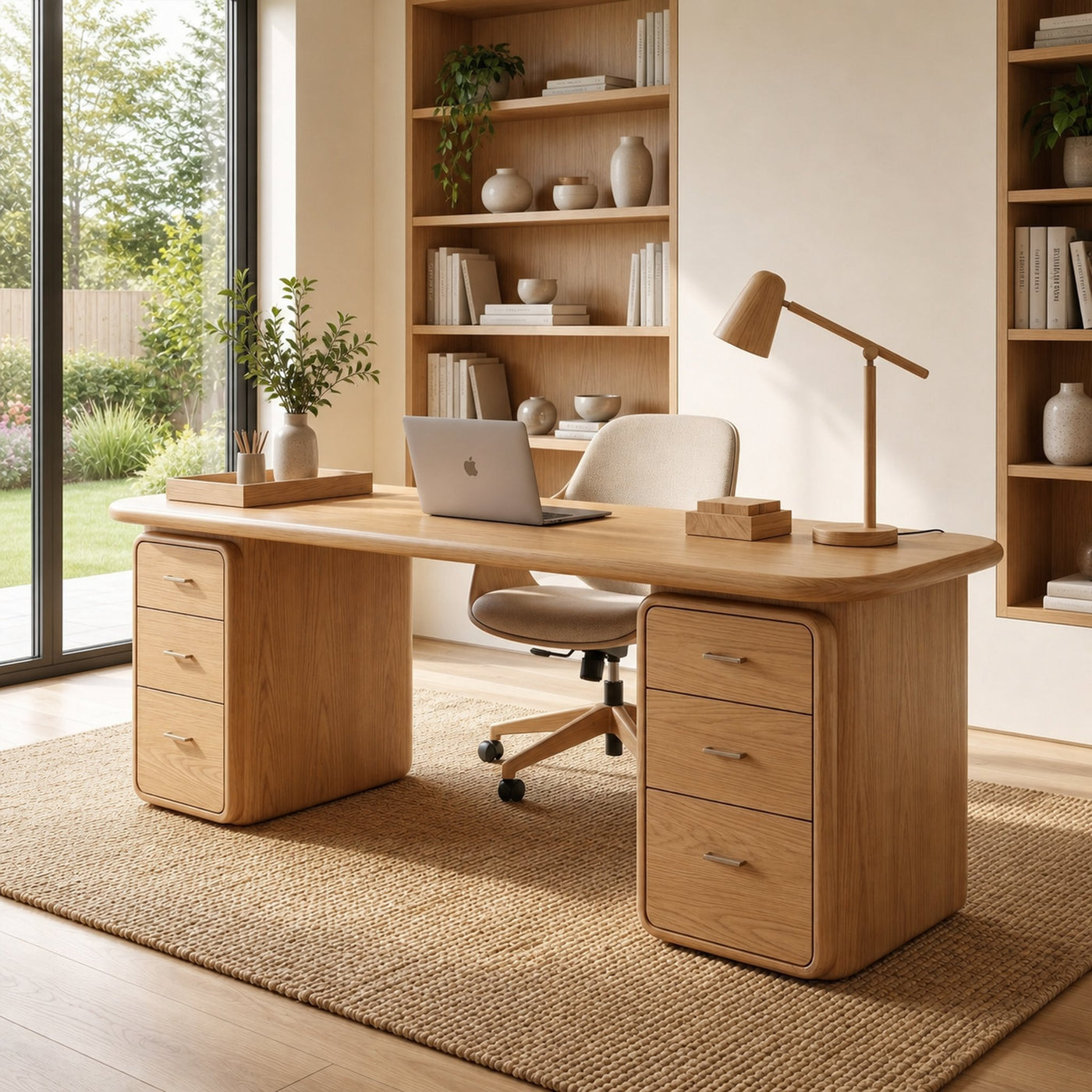 Contemporary Wood Desk With Built In Drawers For Home Office - product view 5