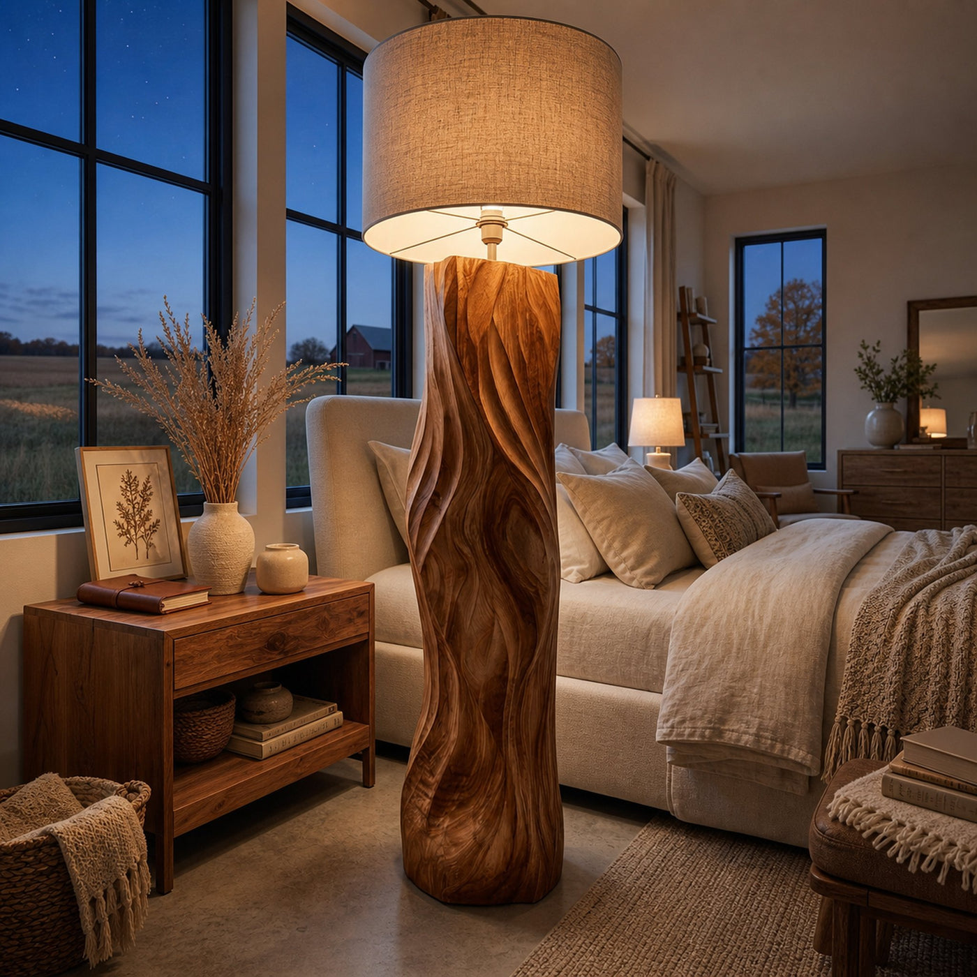 Contemporary Wood Floor Lamp Sculptural Design For Home Lobby - product view 2