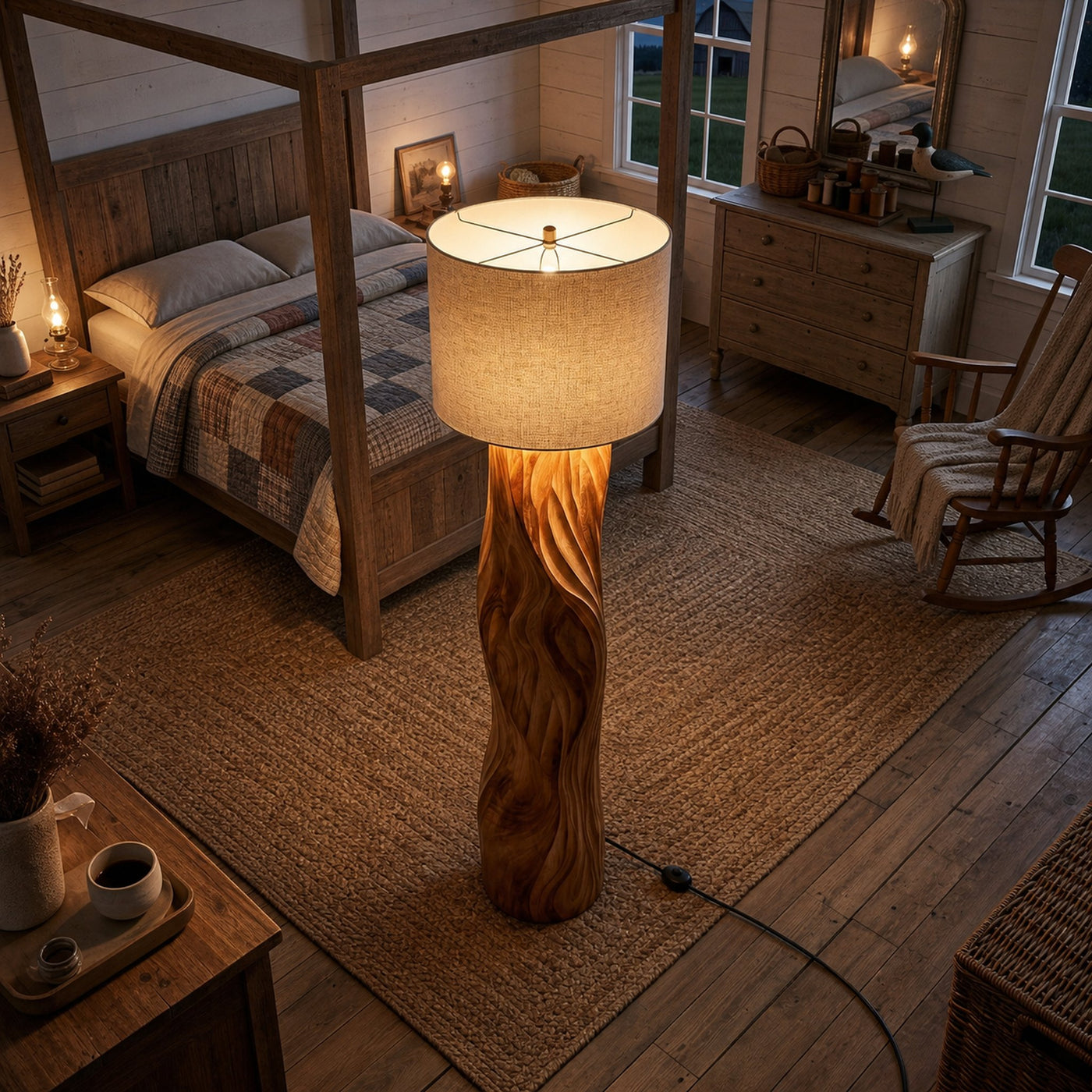 Contemporary Wood Floor Lamp Sculptural Design For Home Lobby - product view 3