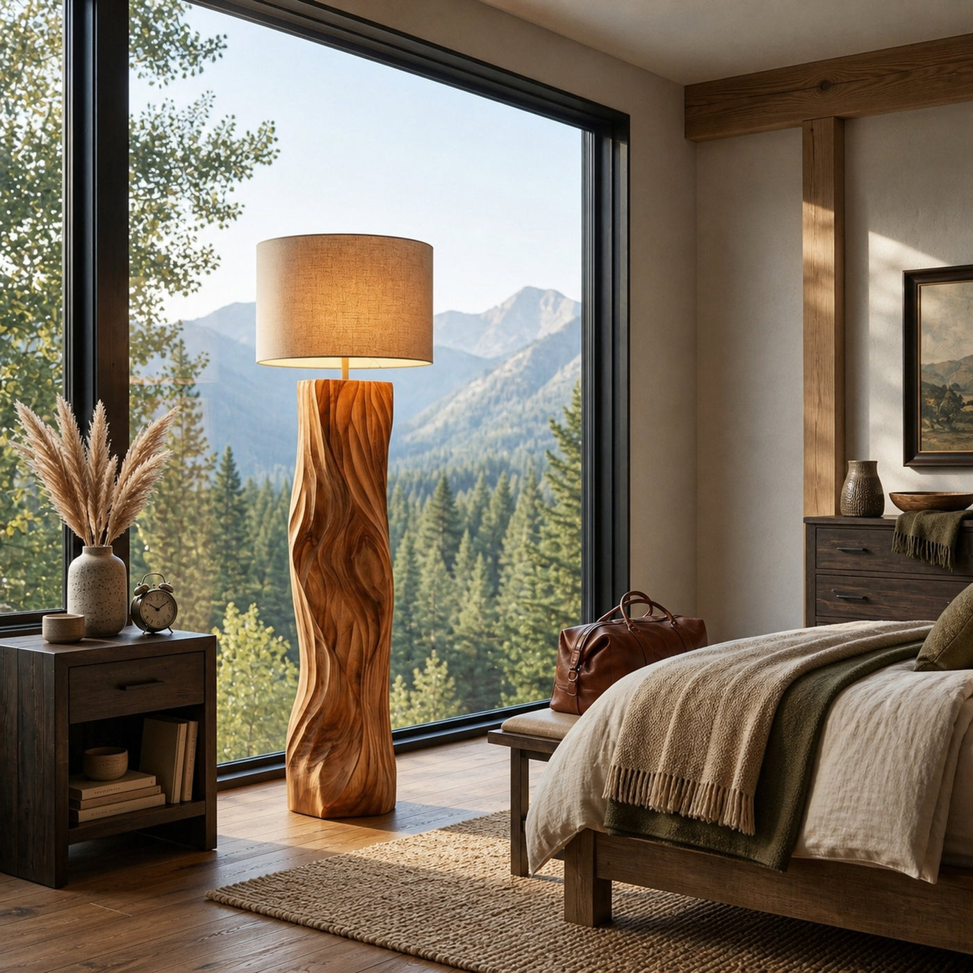 Contemporary Wood Floor Lamp Sculptural Design For Home Lobby - product view 6