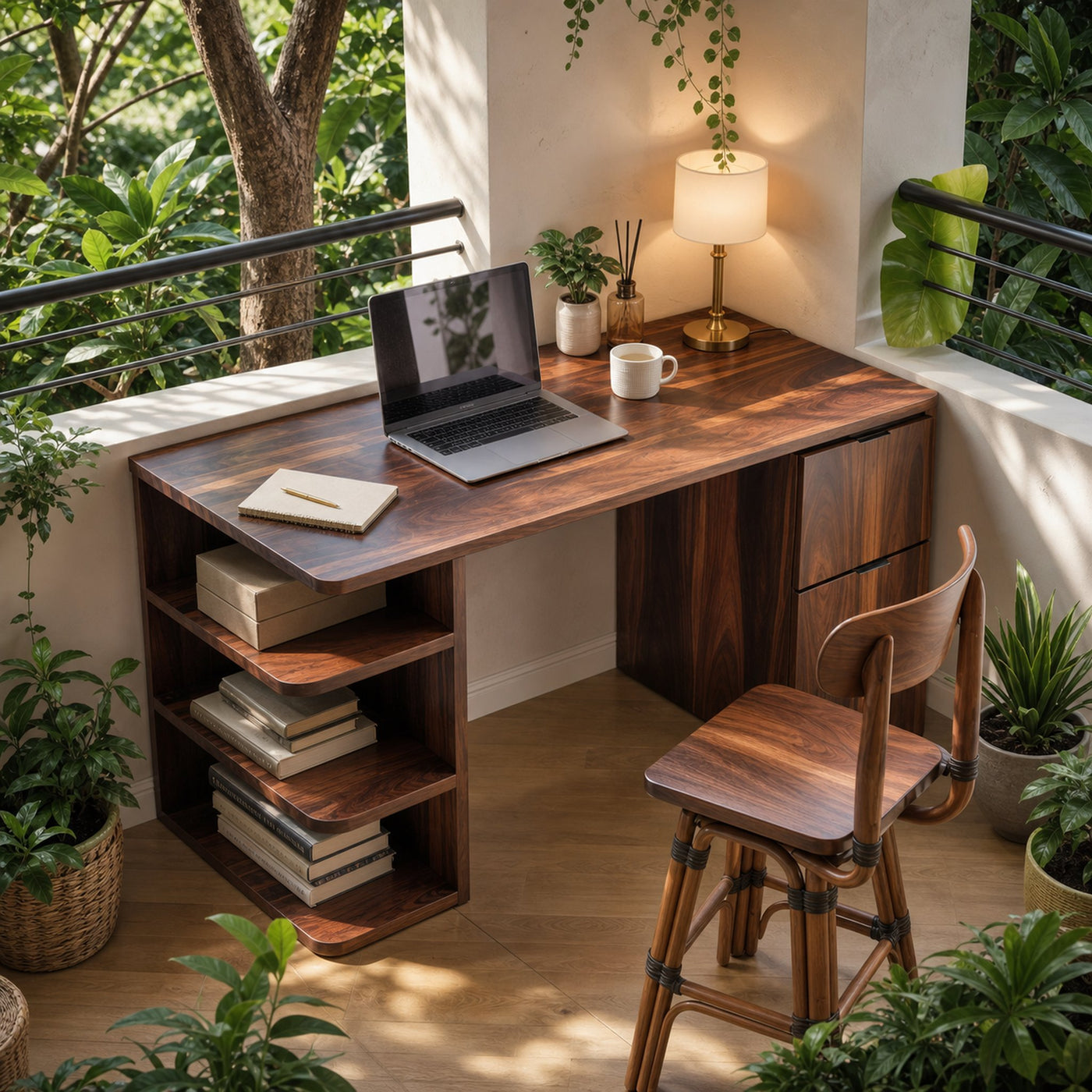Contemporary Wooden Desk With Shelves And Drawers For Home Office - product view 2