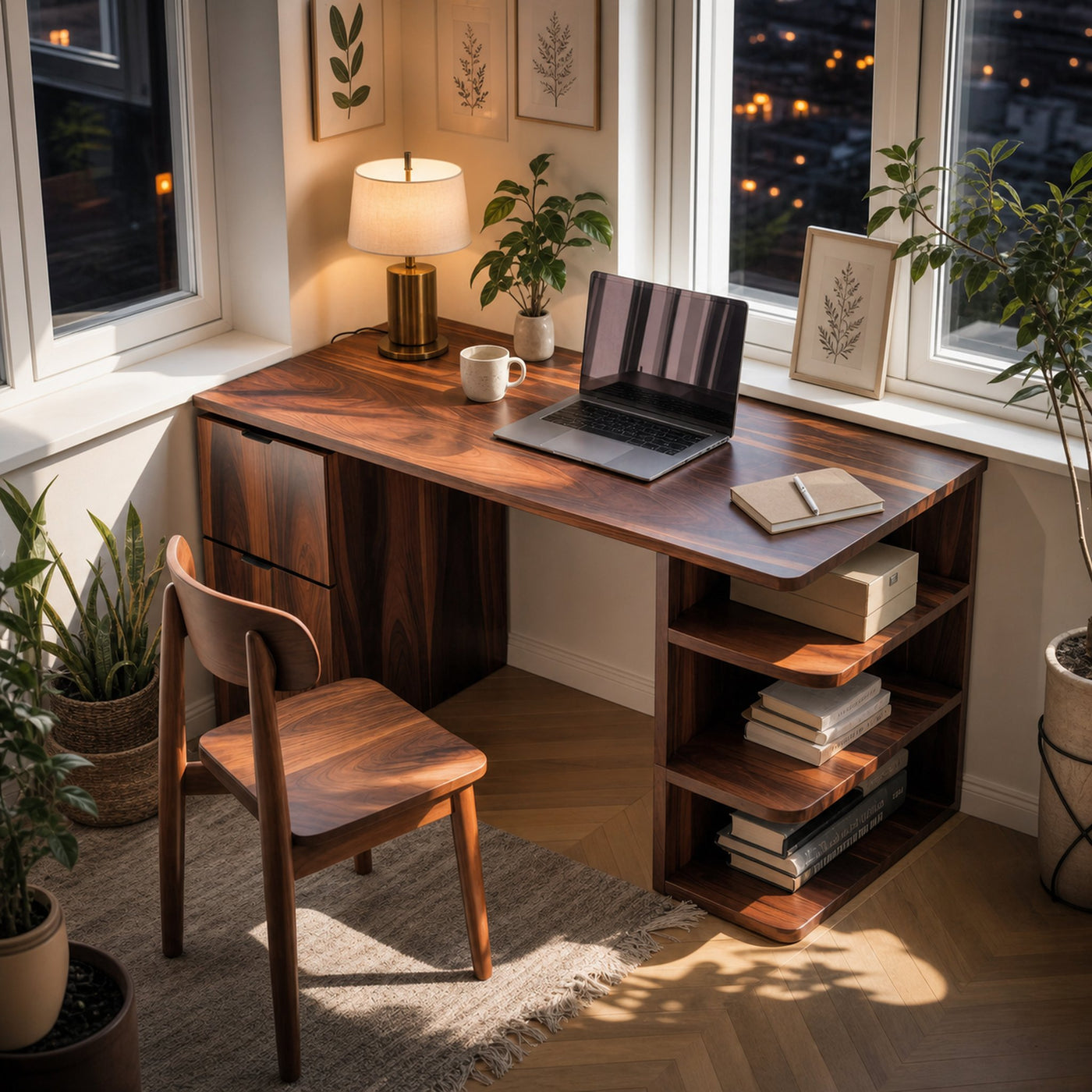 Contemporary Wooden Desk With Shelves And Drawers For Home Office - product view 3