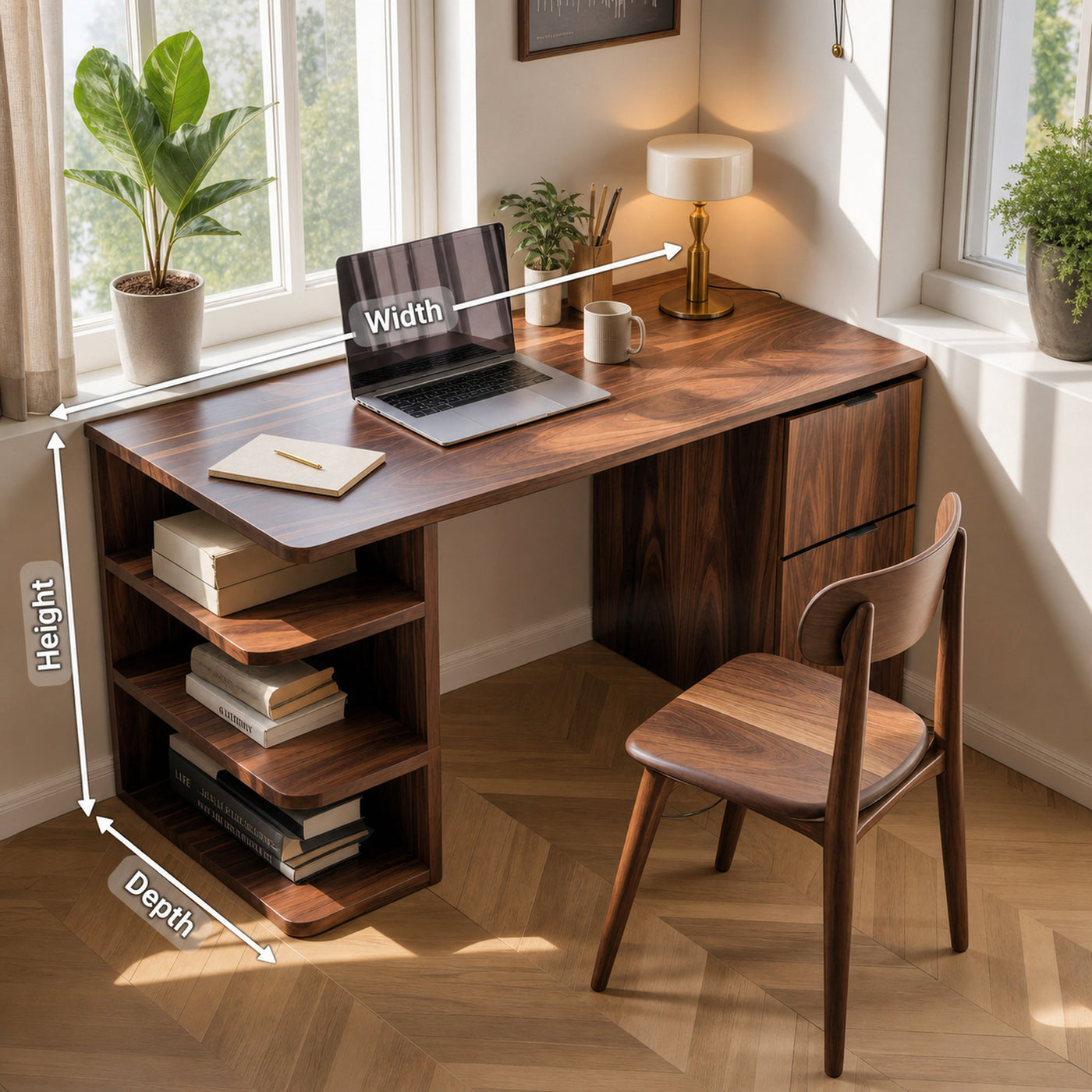 Contemporary Wooden Desk With Shelves And Drawers For Home Office - product view 8