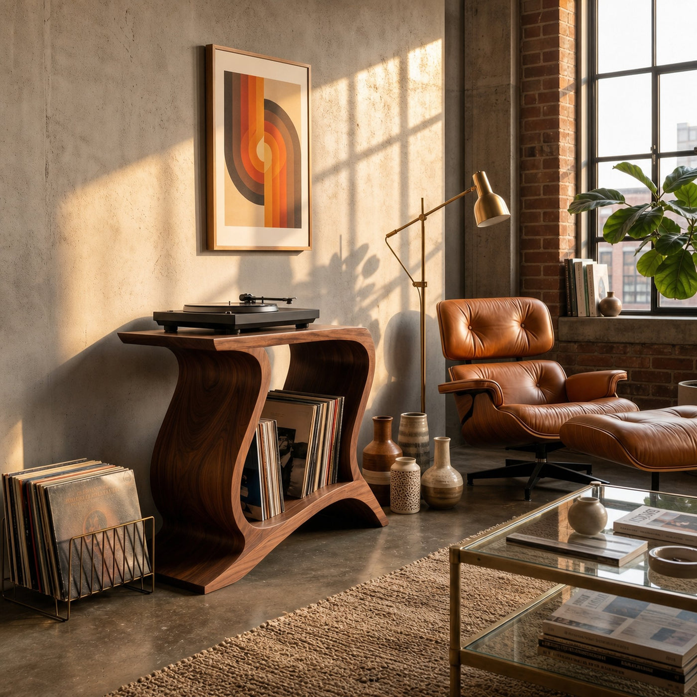 Contemporary Wooden Record Player Stand For Living Decor - product view 3