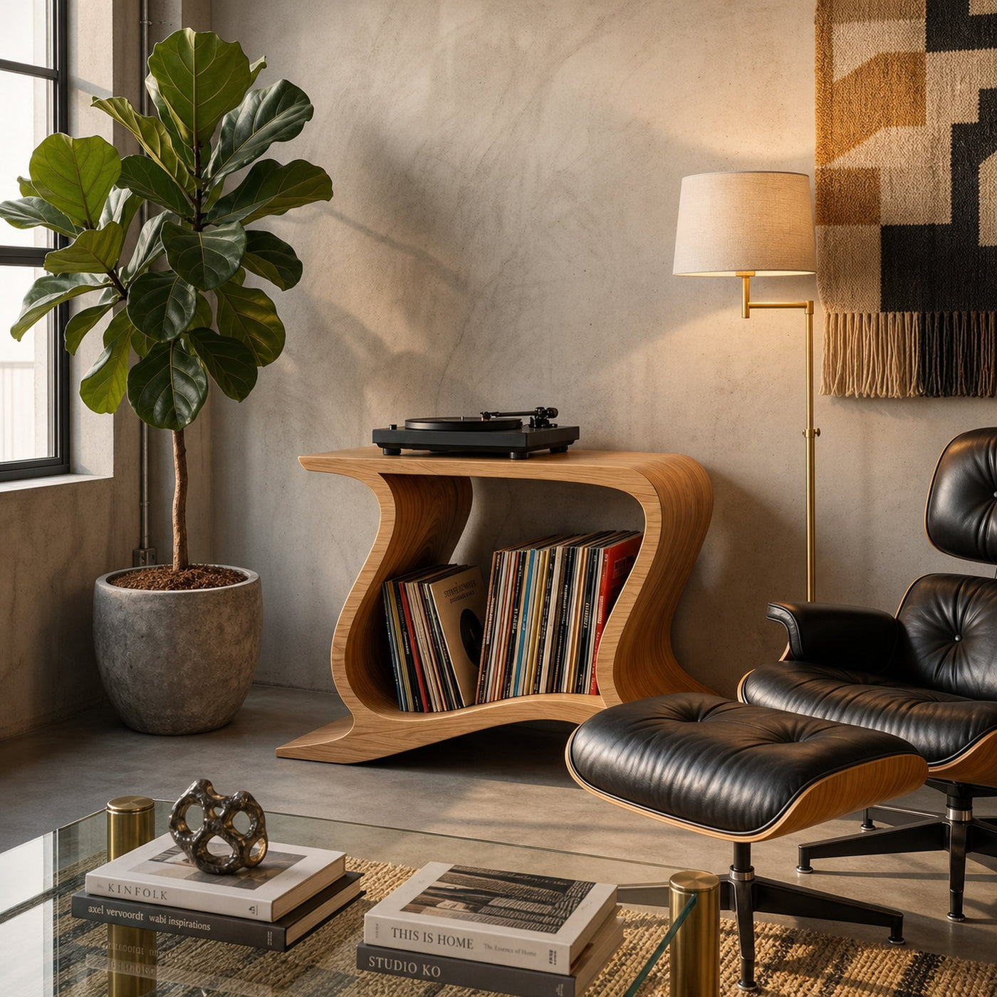 Contemporary Wooden Record Player Stand For Living Decor - product view 5