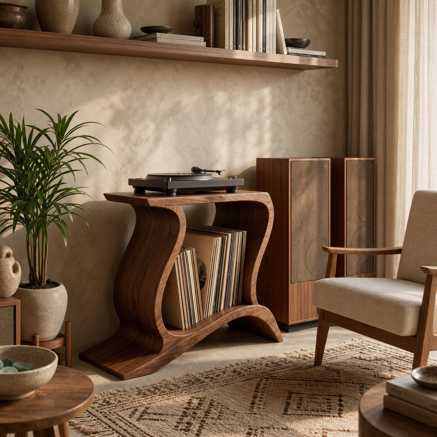 Contemporary Wooden Record Player Stand For Living Decor - product view 6
