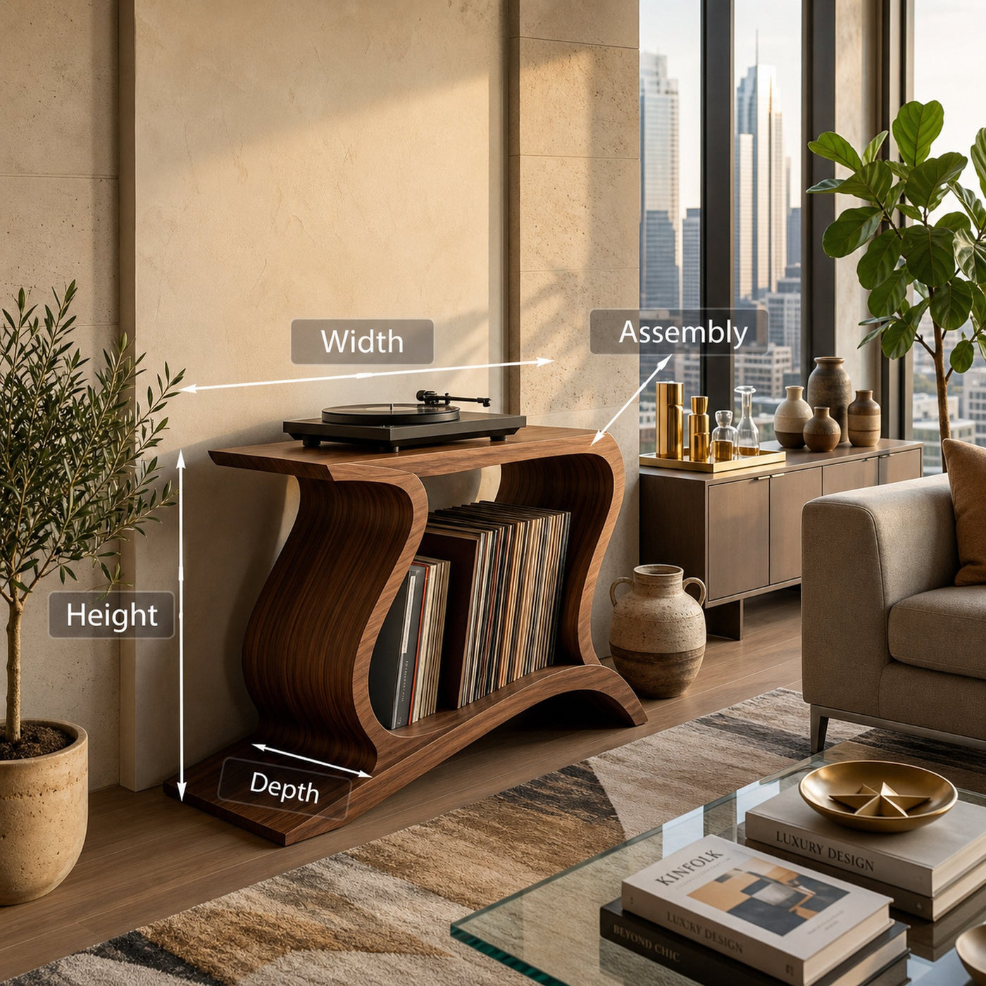 Contemporary Wooden Record Player Stand For Living Decor - product view 8