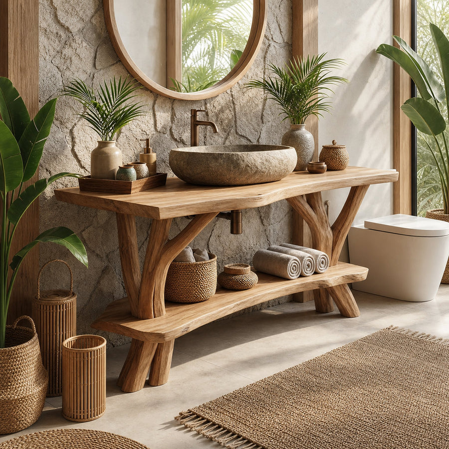 Contemporary Wooden Vanity For Luxury Bathroom Space