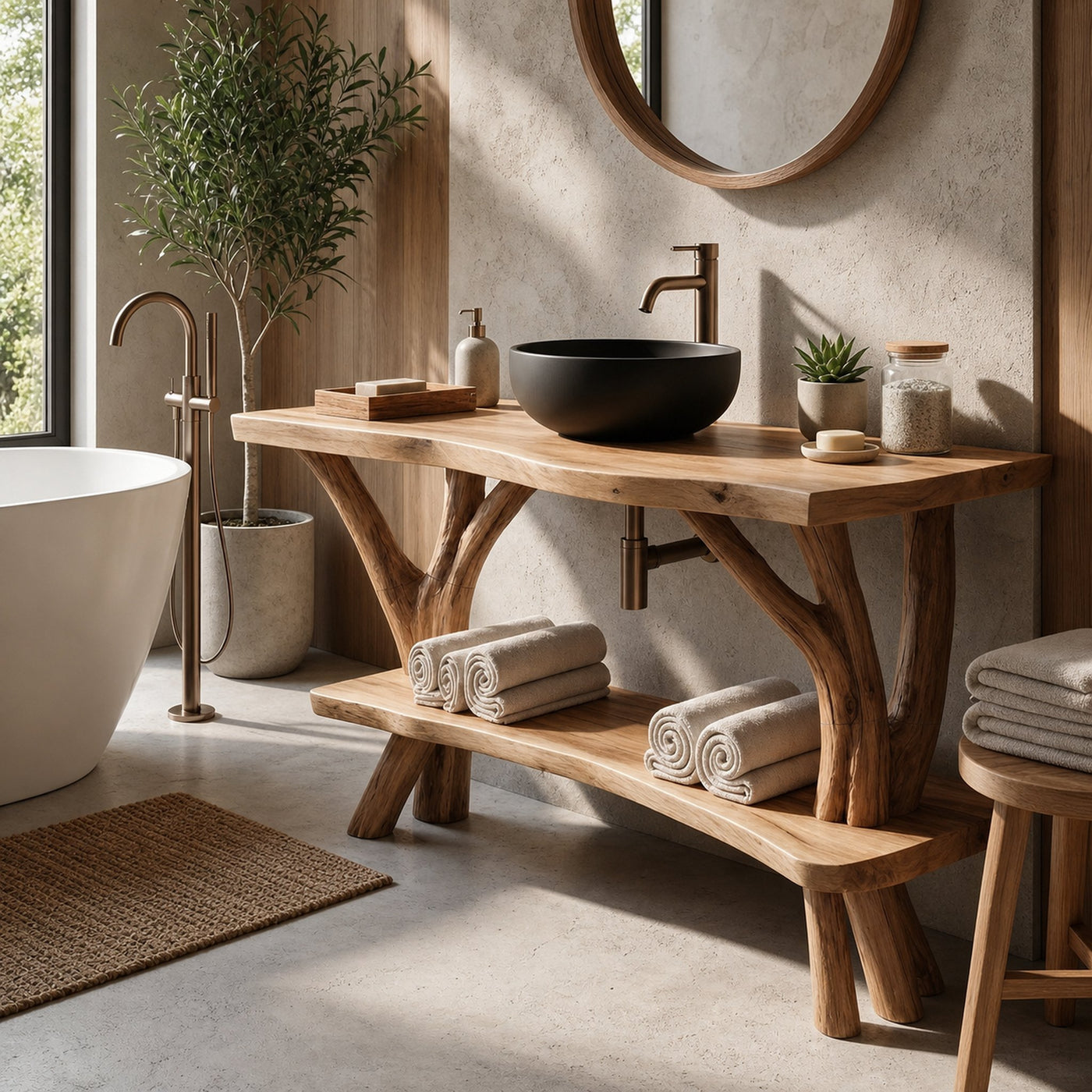 Contemporary Wooden Vanity For Luxury Bathroom Space - product view 2