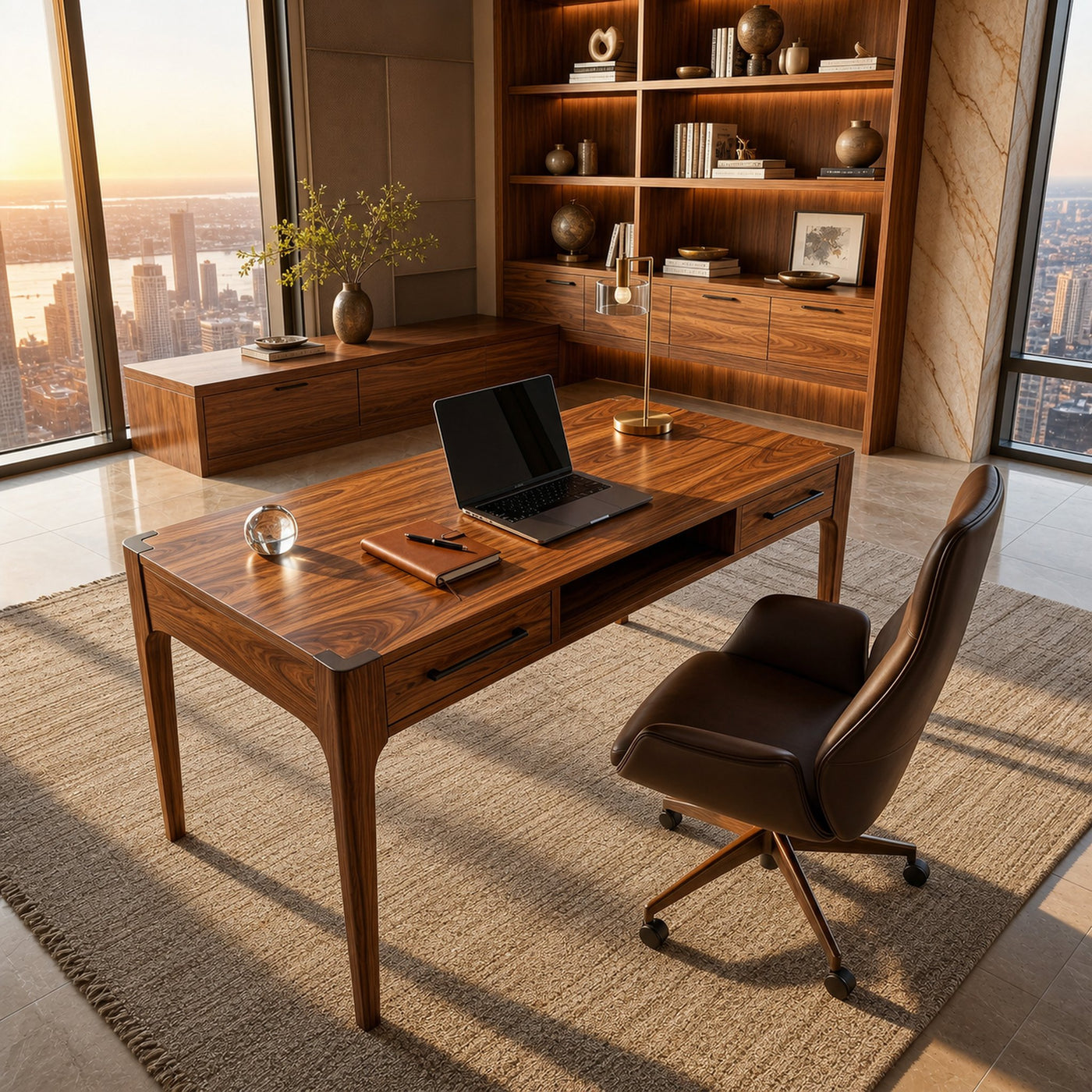 Contemporary Writing Desk With Slim Drawers For Study Room - product view 2