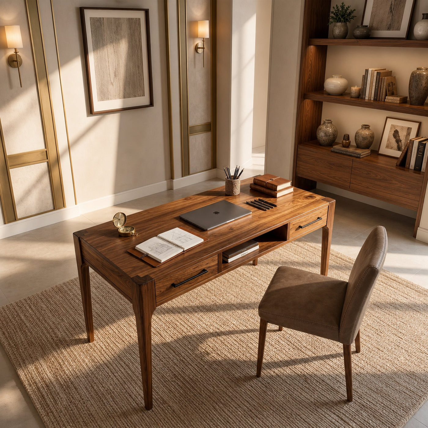 Contemporary Writing Desk With Slim Drawers For Study Room - product view 3