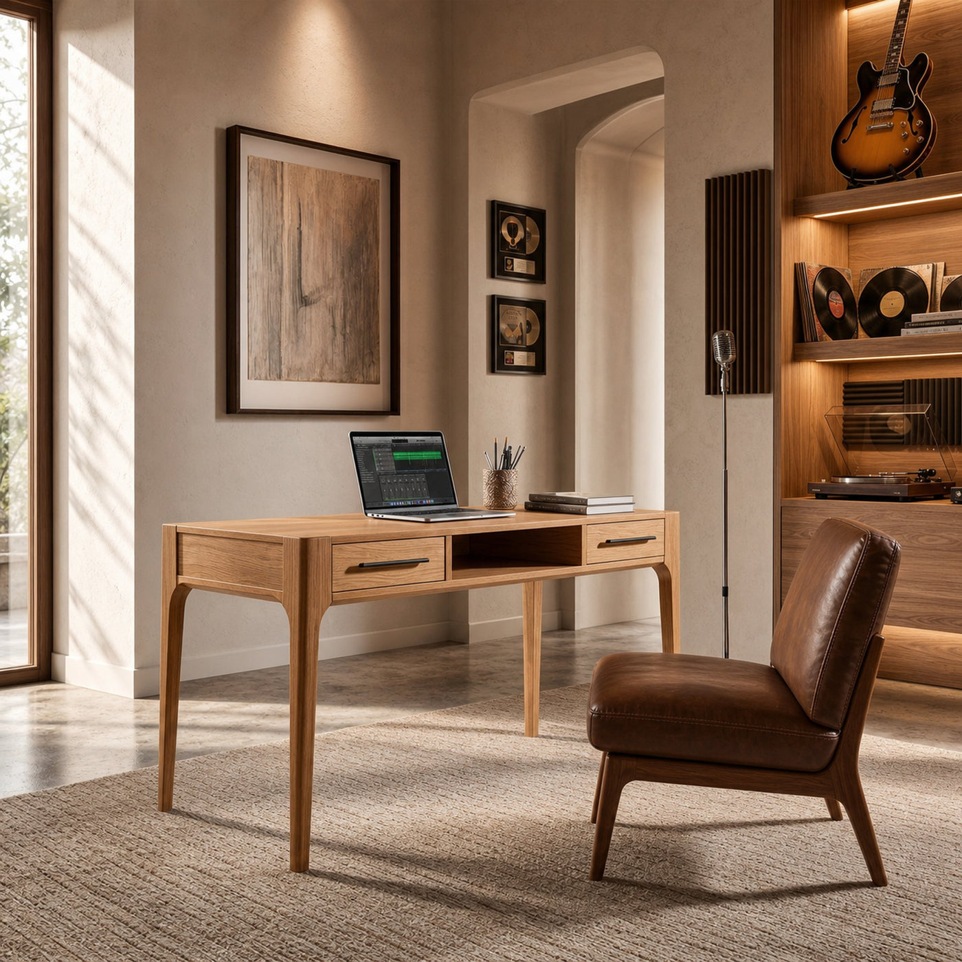 Contemporary Writing Desk With Slim Drawers For Study Room - product view 5