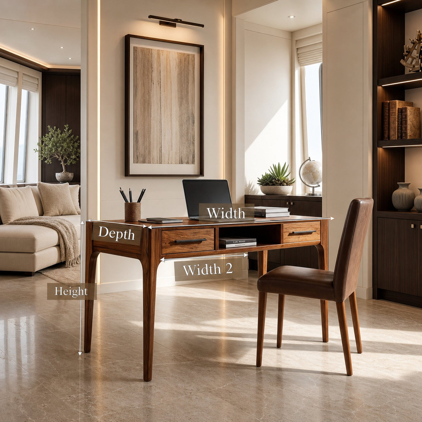 Contemporary Writing Desk With Slim Drawers For Study Room - product view 8