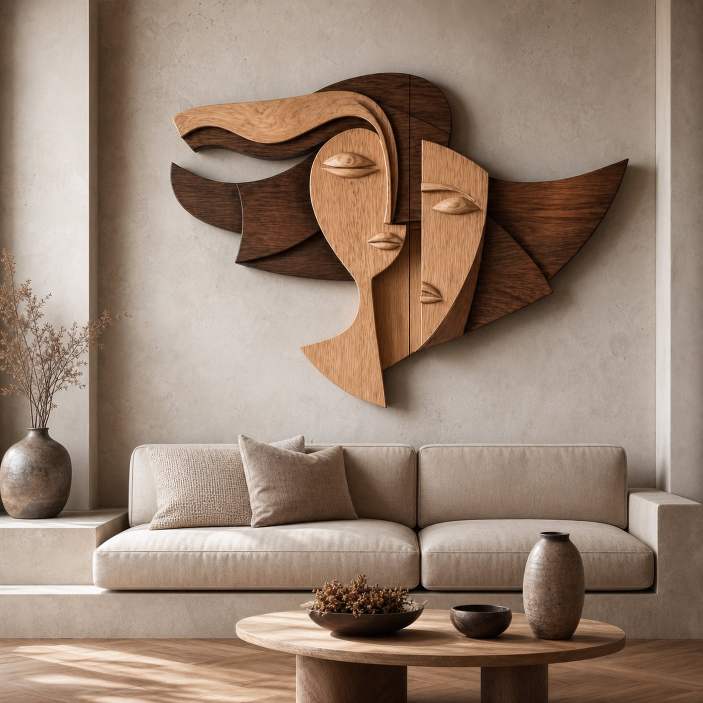 Cubism Style Face Wall Decor Panel For Living Room