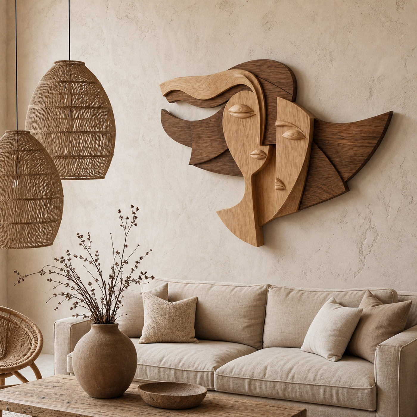 Cubism Style Face Wall Decor Panel For Living Room - product view 2