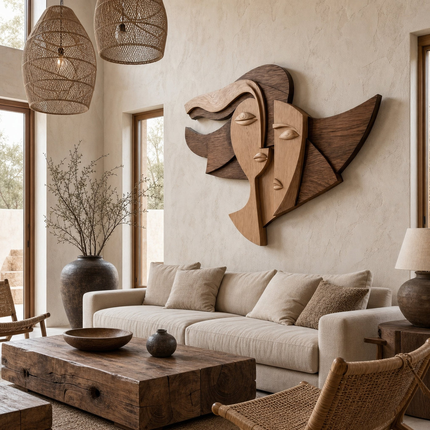 Cubism Style Face Wall Decor Panel For Living Room - product view 3