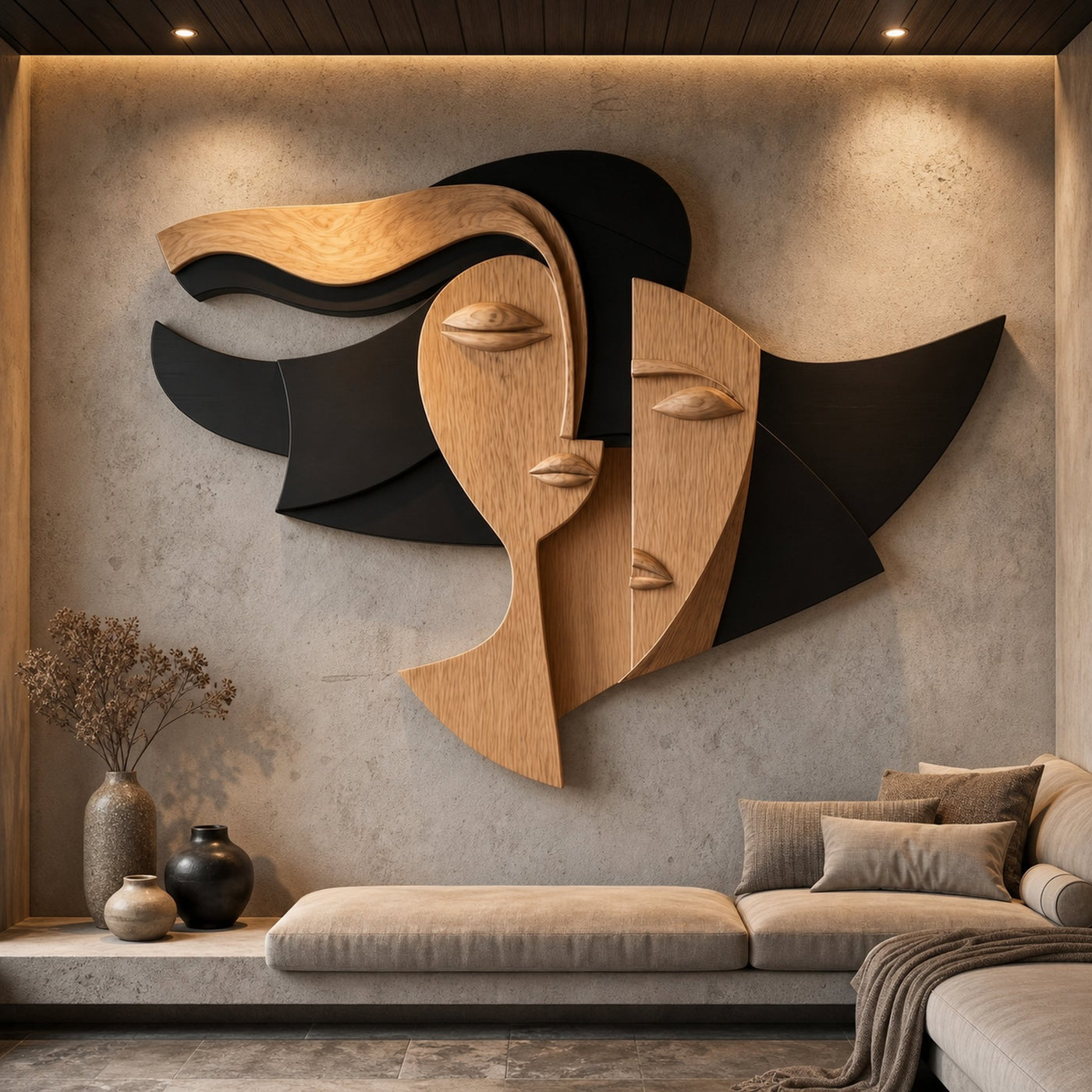 Cubism Style Face Wall Decor Panel For Living Room - product view 4