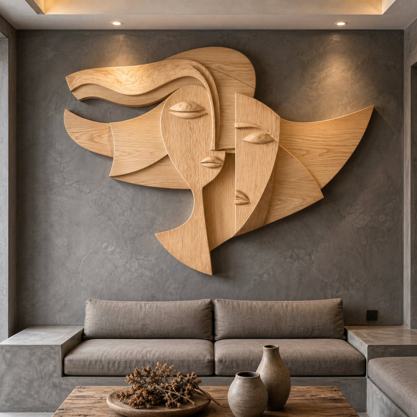 Cubism Style Face Wall Decor Panel For Living Room - product view 5