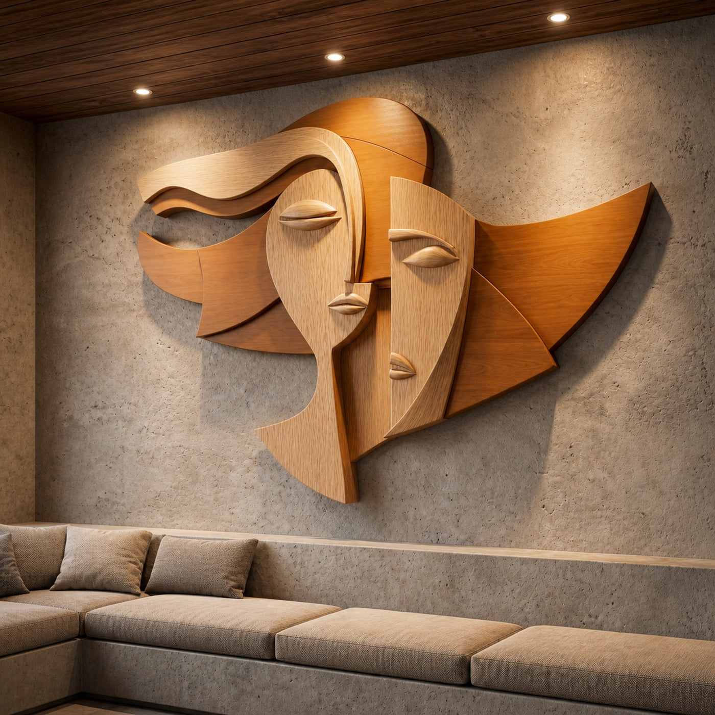Cubism Style Face Wall Decor Panel For Living Room - product view 6