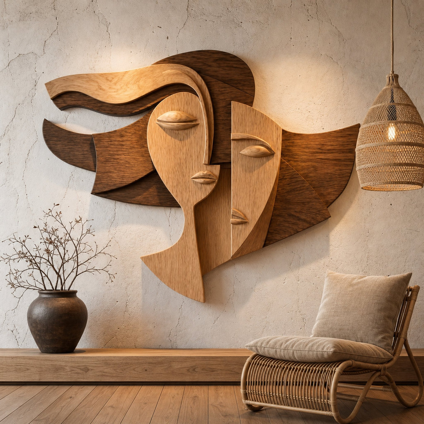 Cubism Style Face Wall Decor Panel For Living Room - product view 7