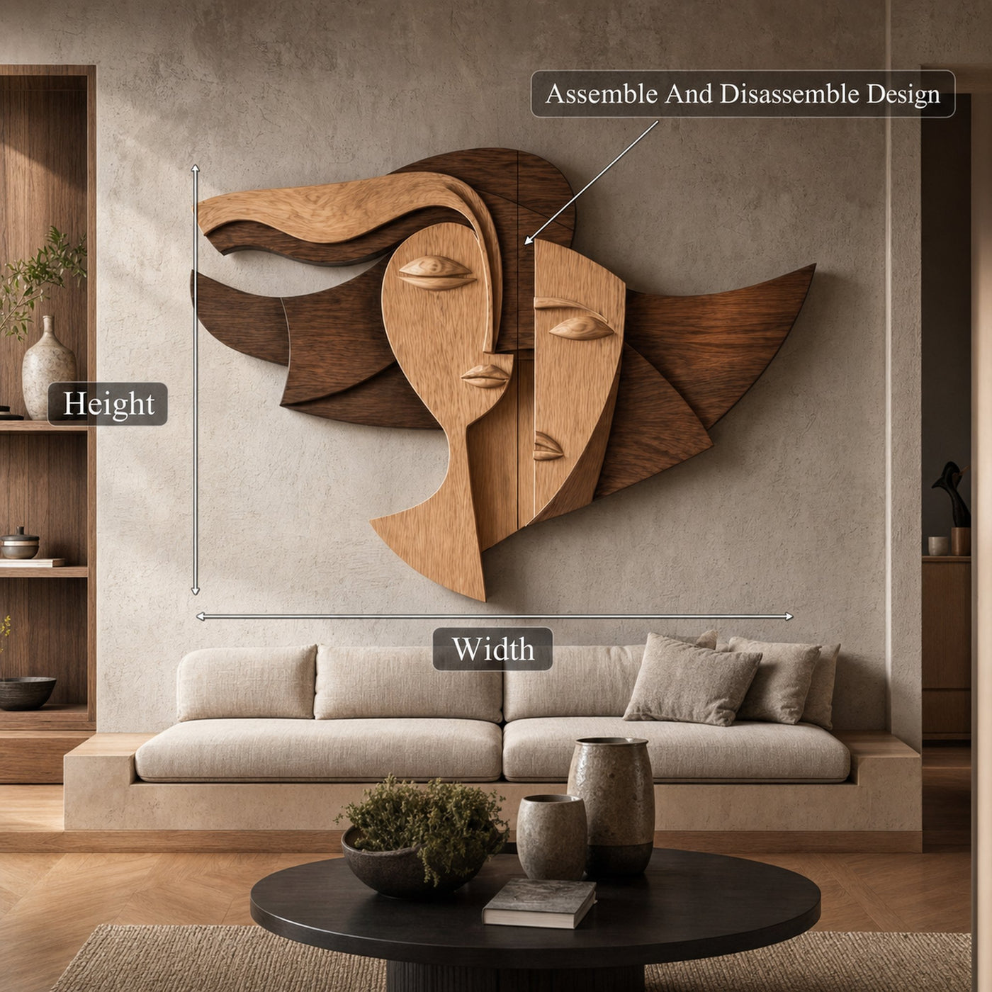 Cubism Style Face Wall Decor Panel For Living Room - product view 8