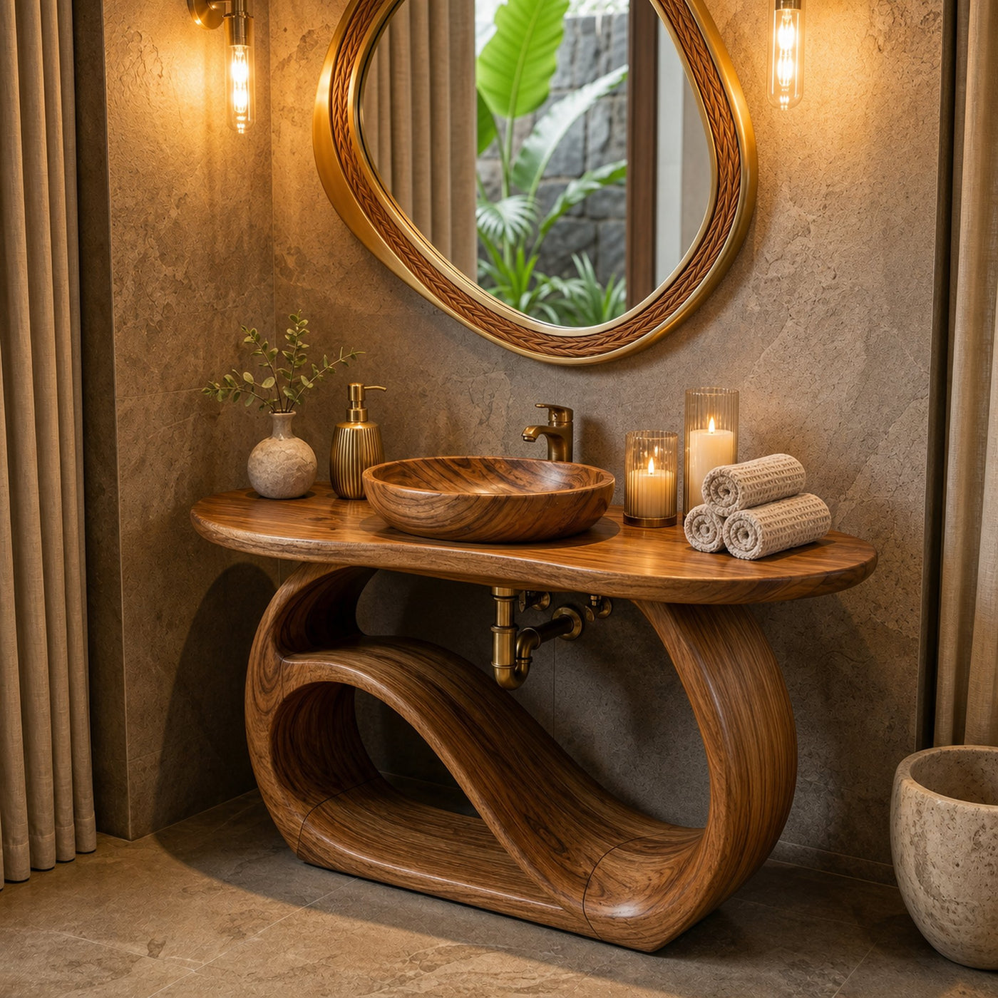 Double Sink Wooden Bathroom Cabinet For Luxury Bathroom