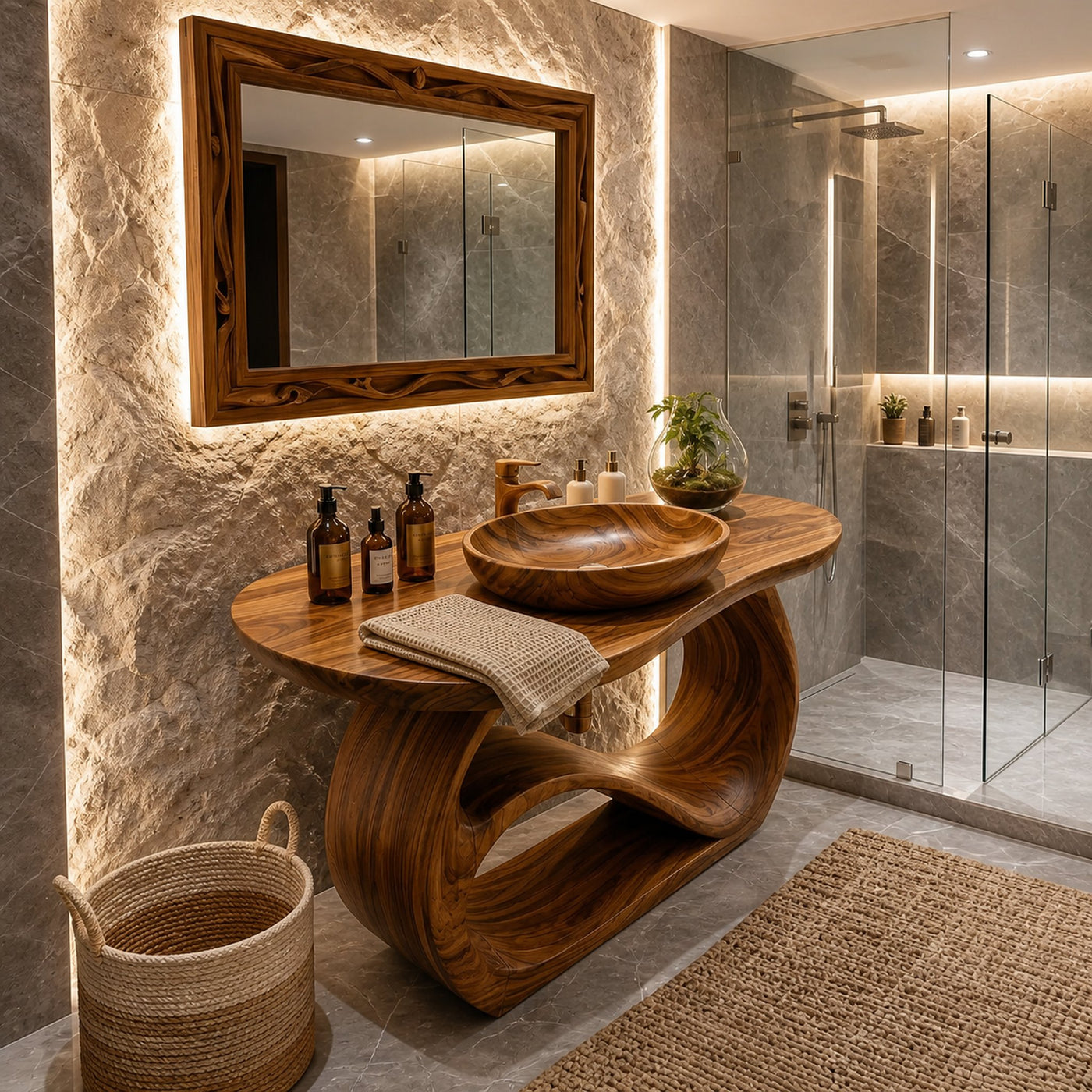 Double Sink Wooden Bathroom Cabinet For Luxury Bathroom - product view 3