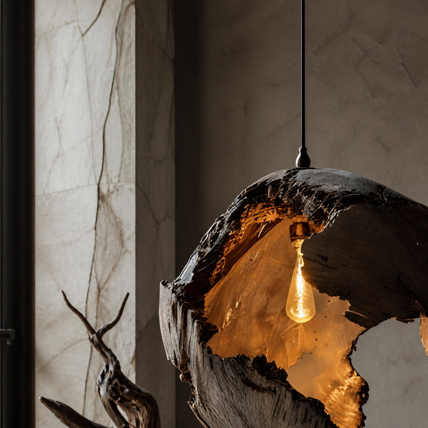 Driftwood Ceiling Light And Reclaimed Wood Hanging Lamp For Living Room And Dining Room Decor - product view 2