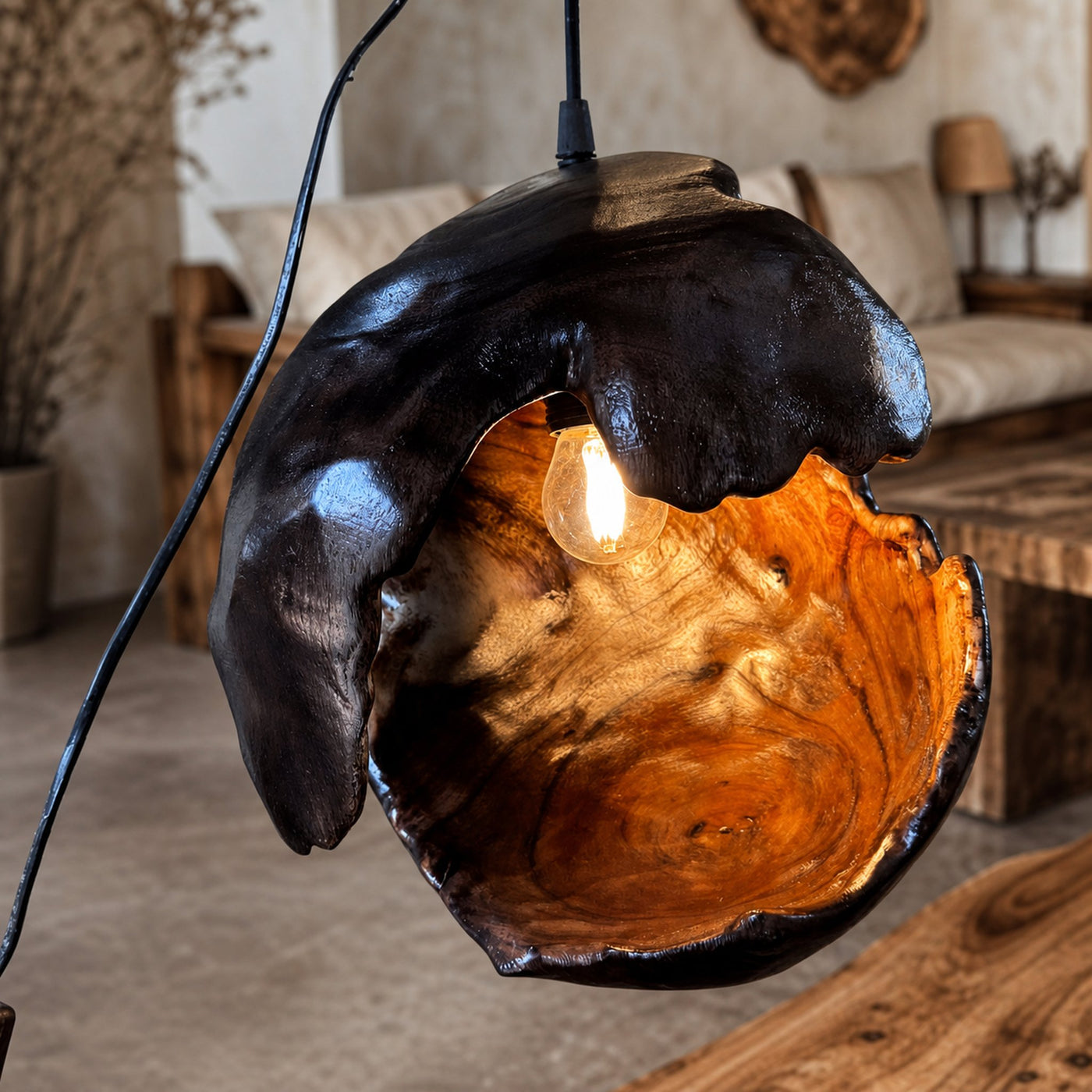 Driftwood Ceiling Light And Reclaimed Wood Hanging Lamp For Living Room And Dining Room Decor - product view 3