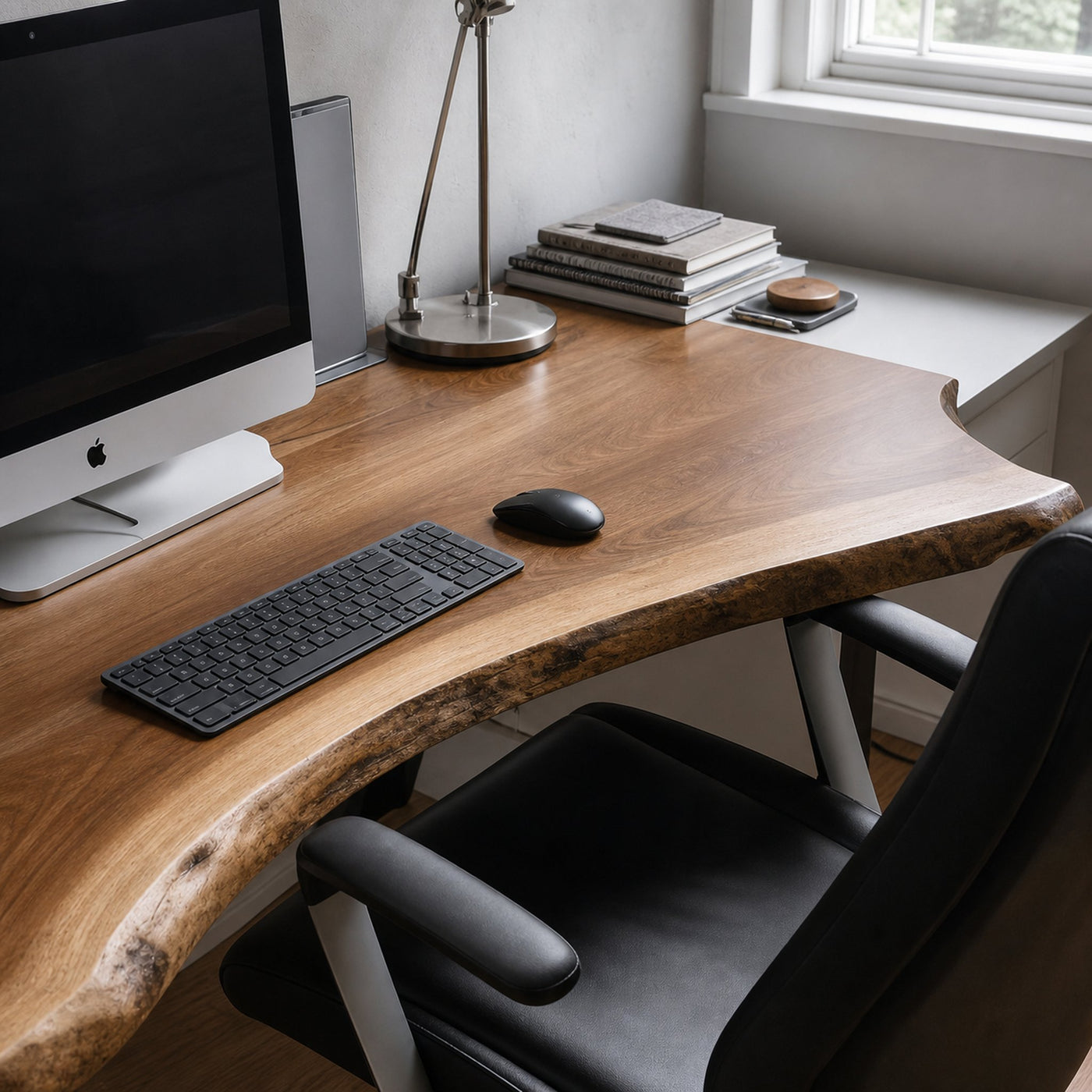 Ergonomic Live Edge Desk With Curved Top For Modern Home Office - product view 3