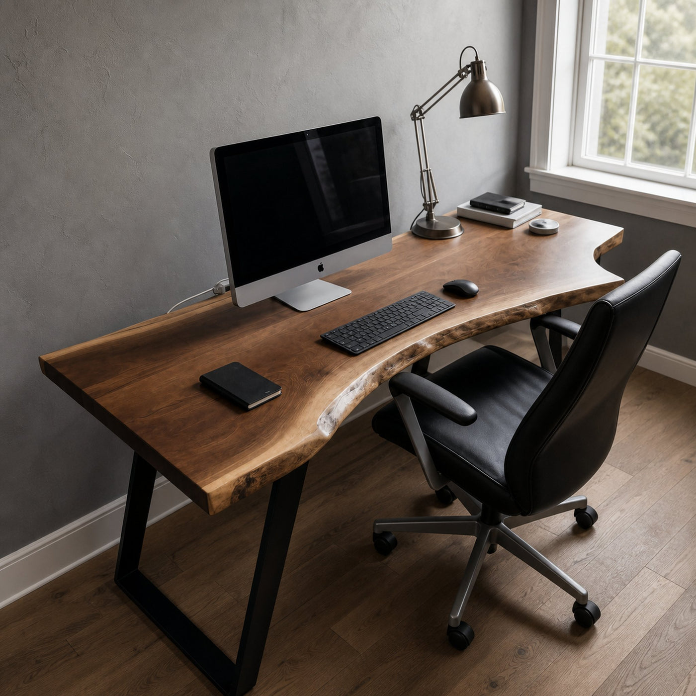 Ergonomic Live Edge Desk With Curved Top For Modern Home Office - product view 4