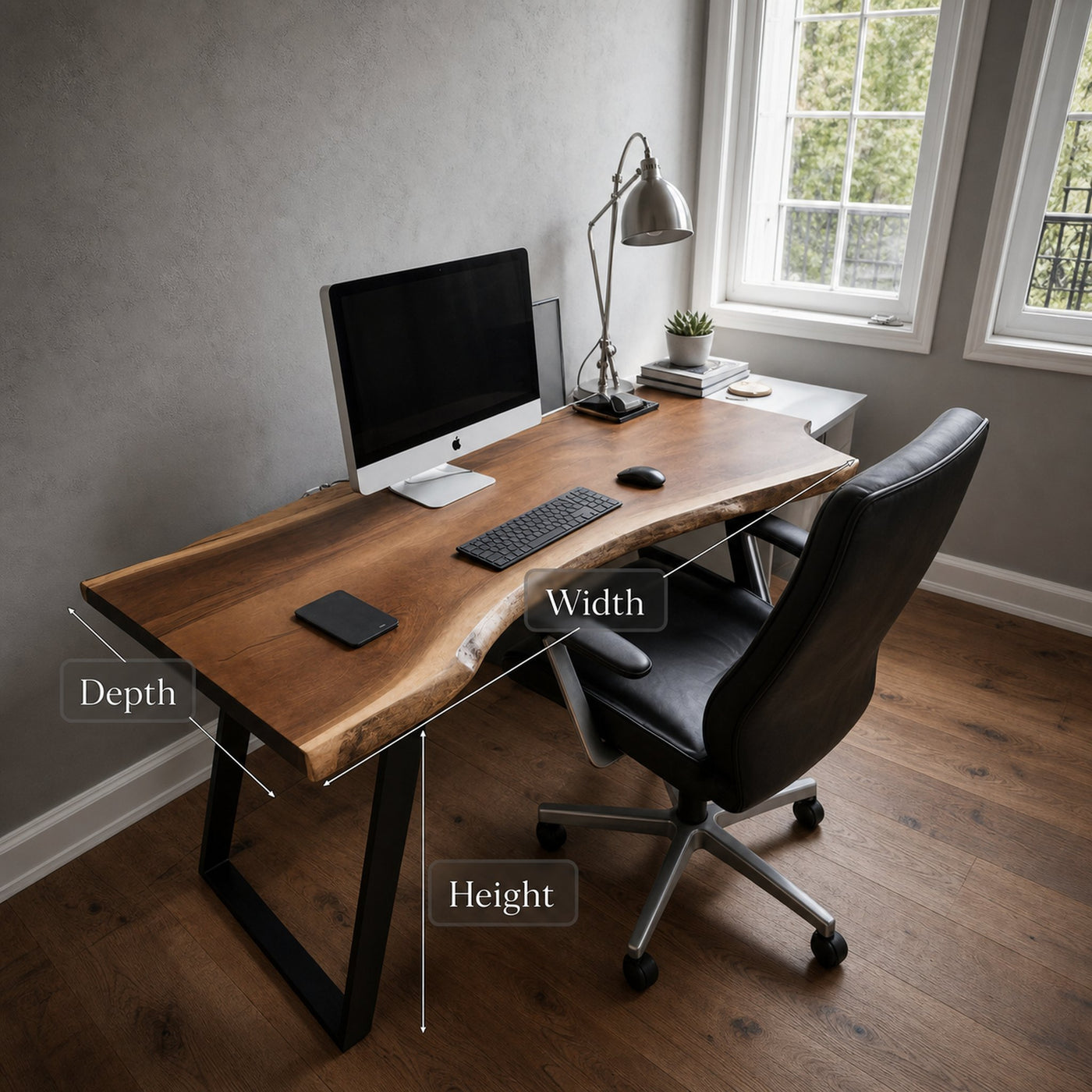 Ergonomic Live Edge Desk With Curved Top For Modern Home Office - product view 6