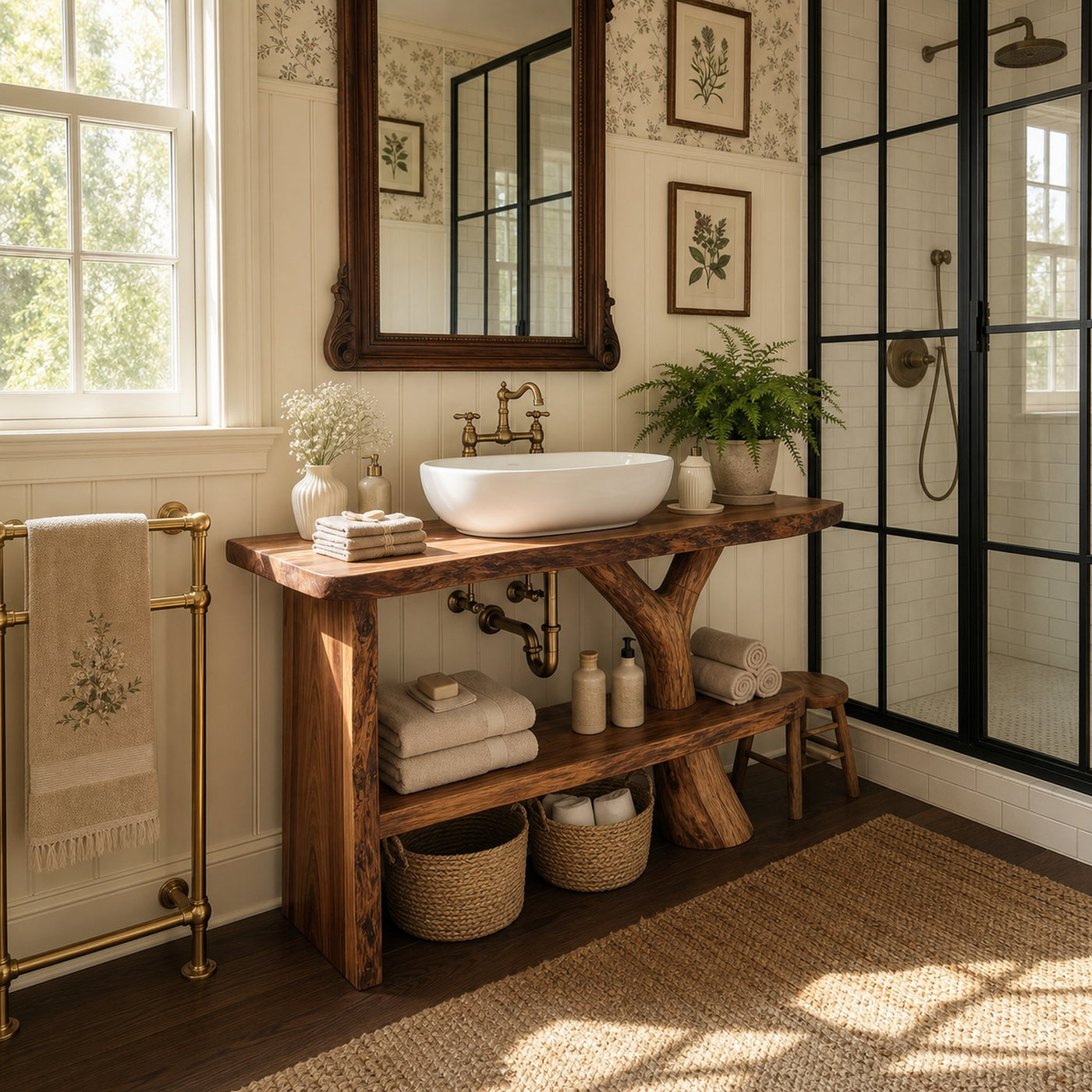 Farmhouse Bathroom Vanity Solid Wood Live Edge For Natural Bath Decor - product view 2