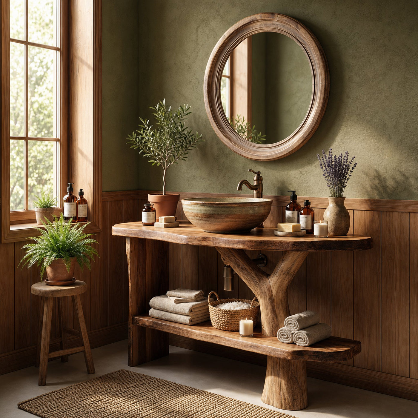 Farmhouse Bathroom Vanity Solid Wood Live Edge For Natural Bath Decor - product view 5
