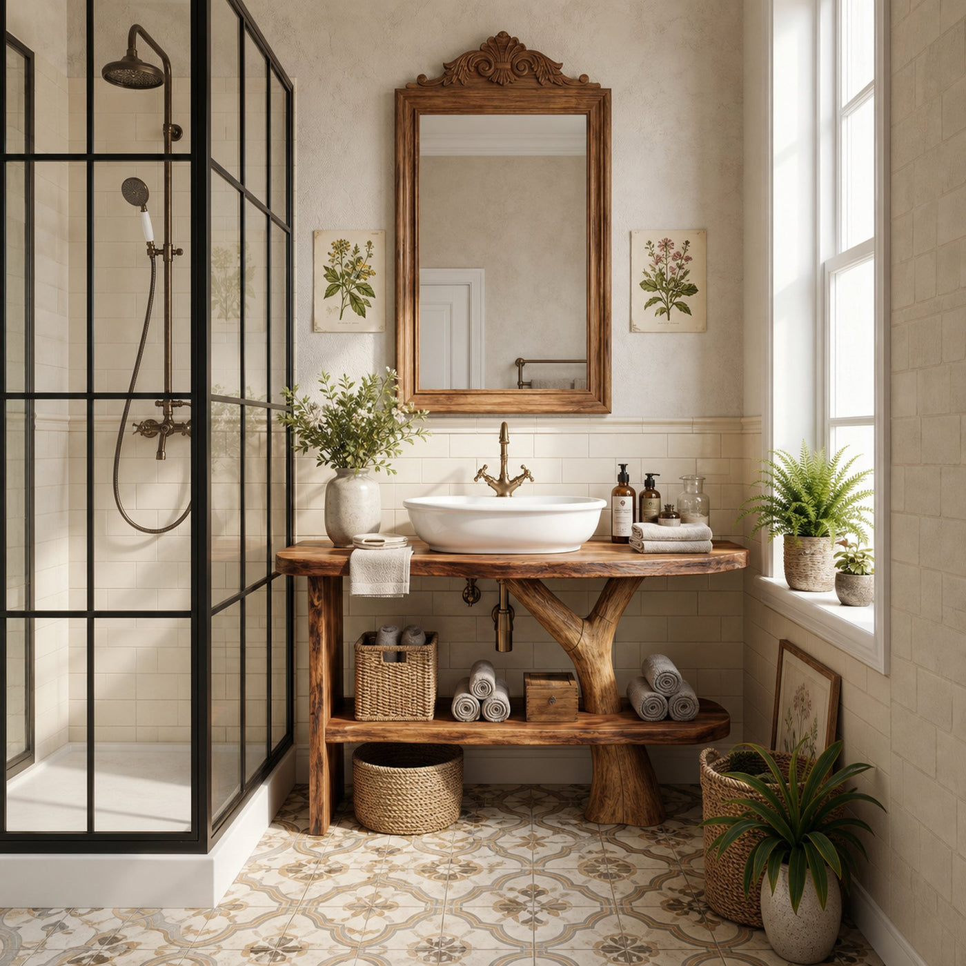 Farmhouse Bathroom Vanity Solid Wood Live Edge For Natural Bath Decor - product view 6