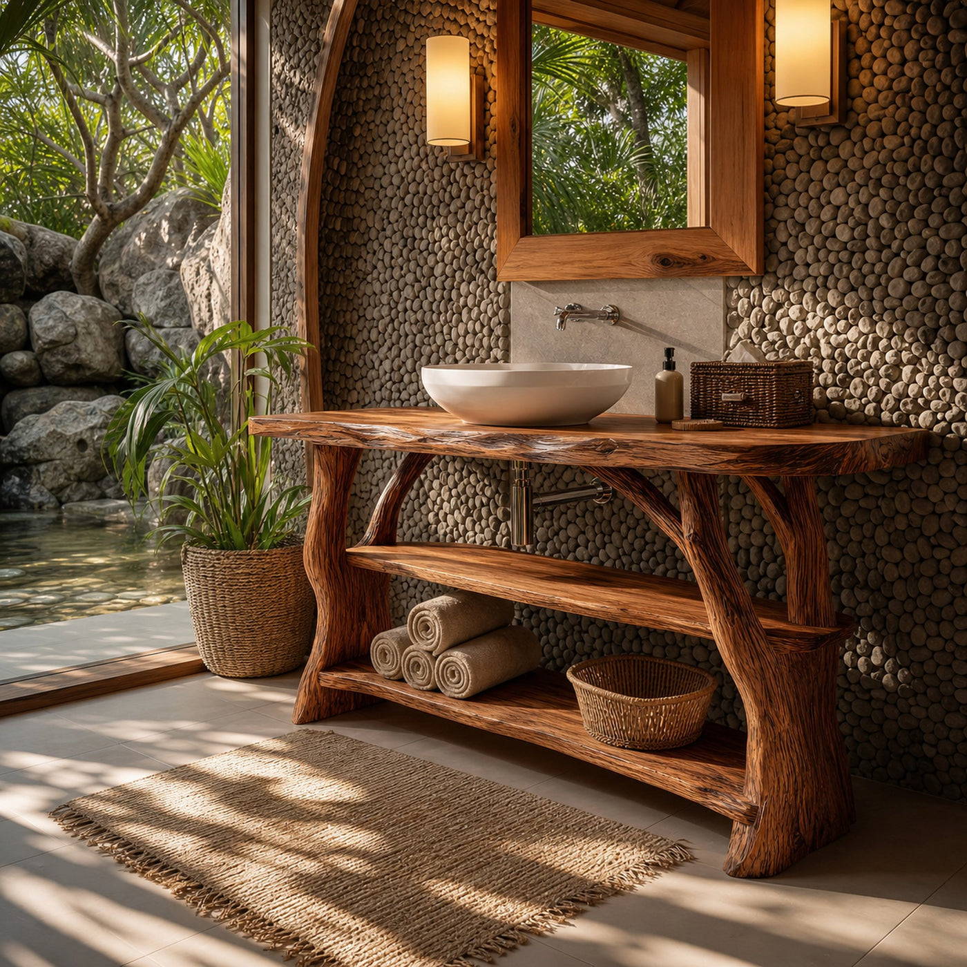 Farmhouse Handcrafted Live Edge Bathroom Vanity For Bathroom Decor - product view 2
