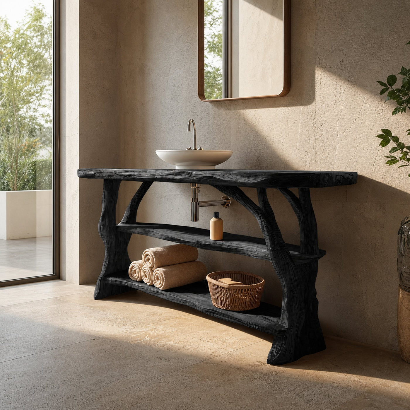 Farmhouse Handcrafted Live Edge Bathroom Vanity For Bathroom Decor - product view 4