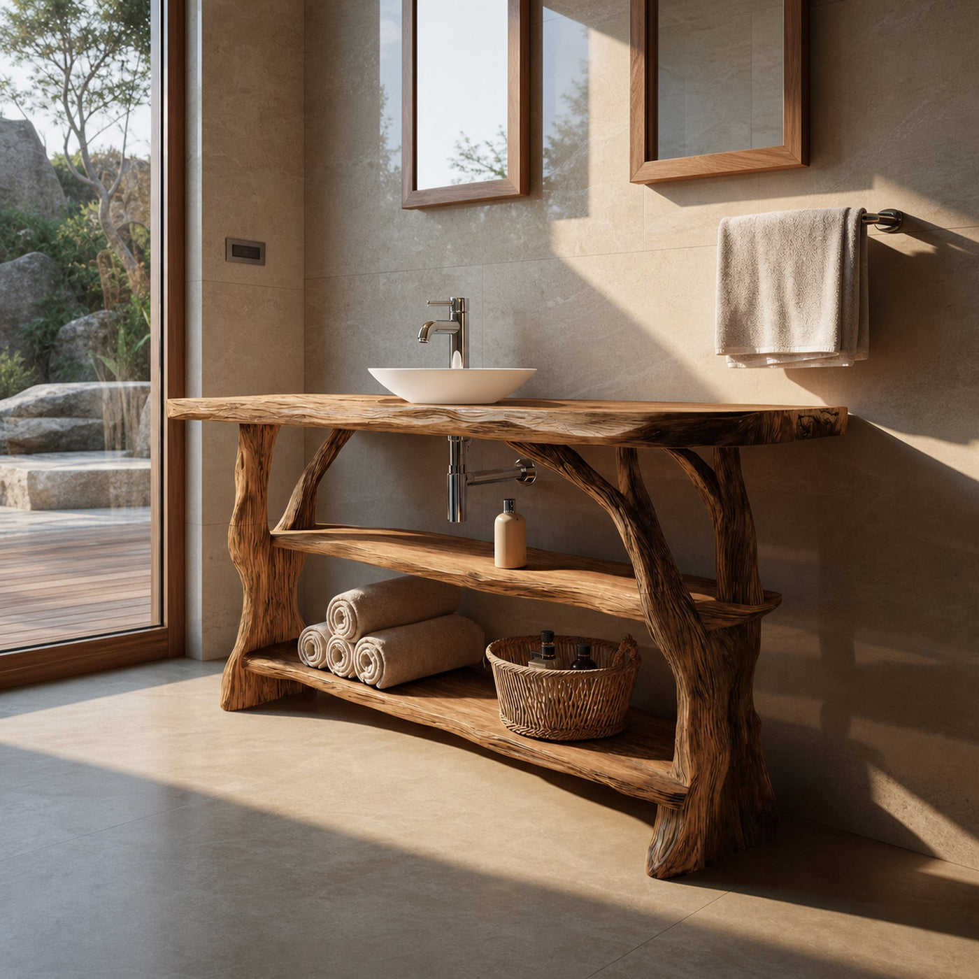 Farmhouse Handcrafted Live Edge Bathroom Vanity For Bathroom Decor - product view 5