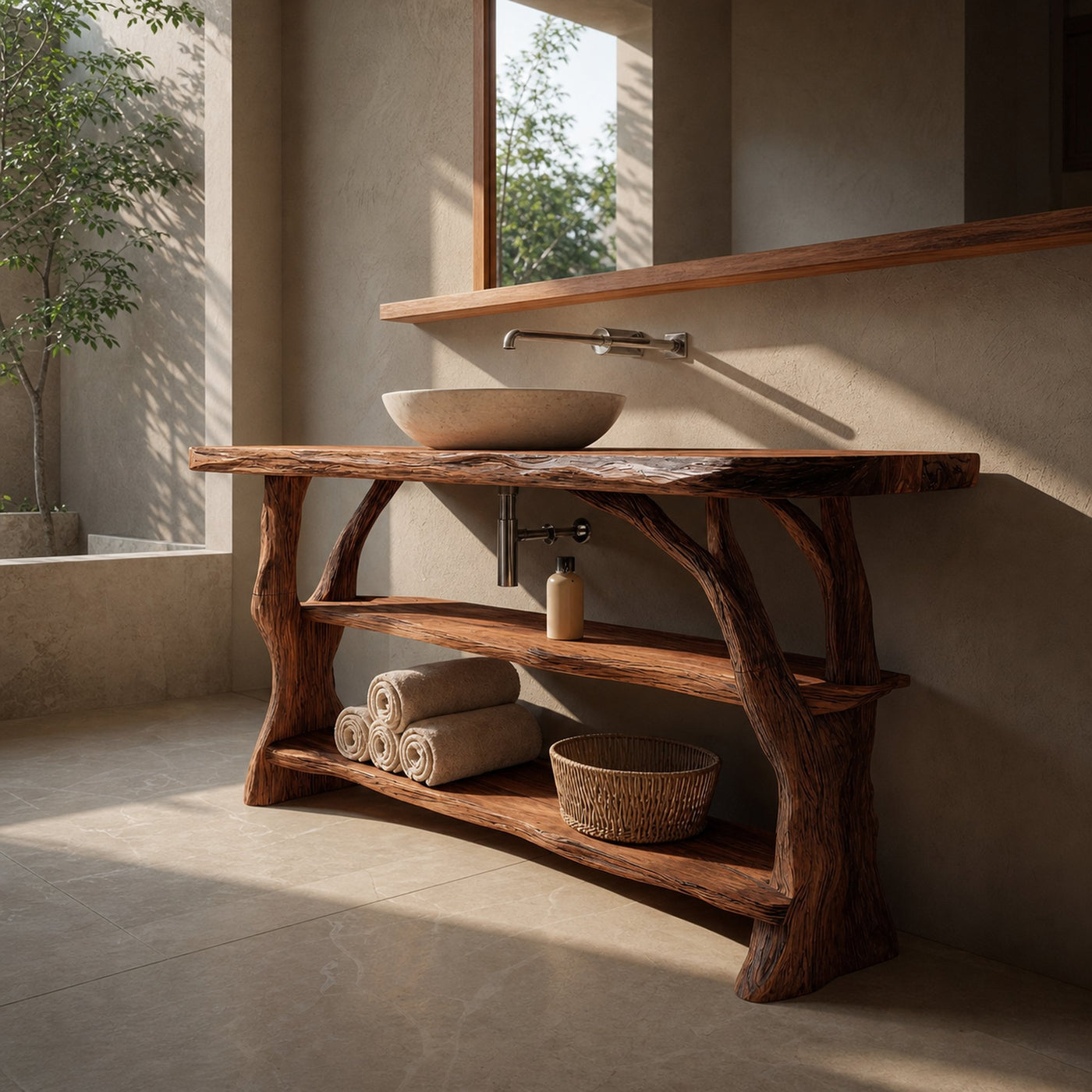 Farmhouse Handcrafted Live Edge Bathroom Vanity For Bathroom Decor - product view 6