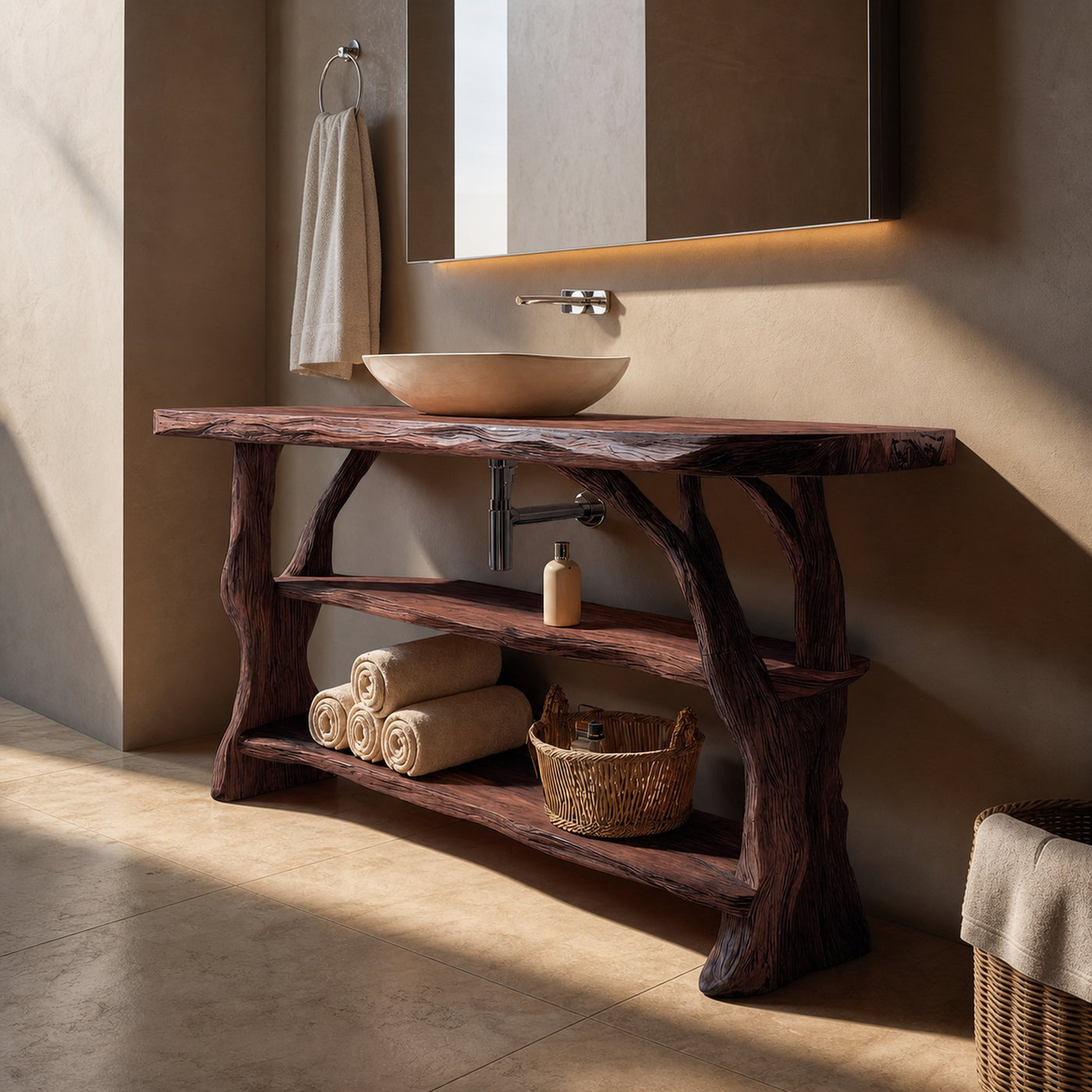 Farmhouse Handcrafted Live Edge Bathroom Vanity For Bathroom Decor - product view 7