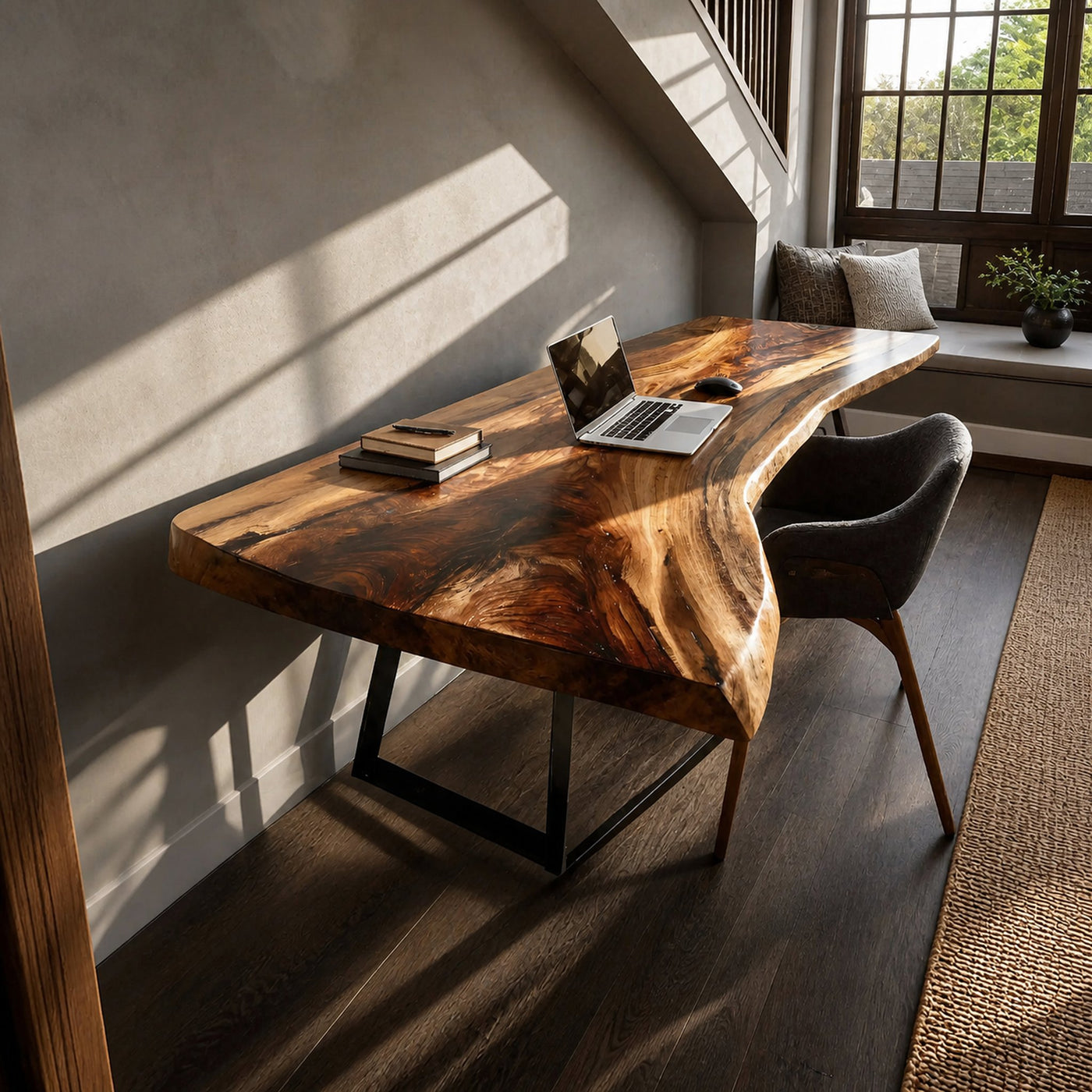 Farmhouse Handmade Live Edge Desk For Interior