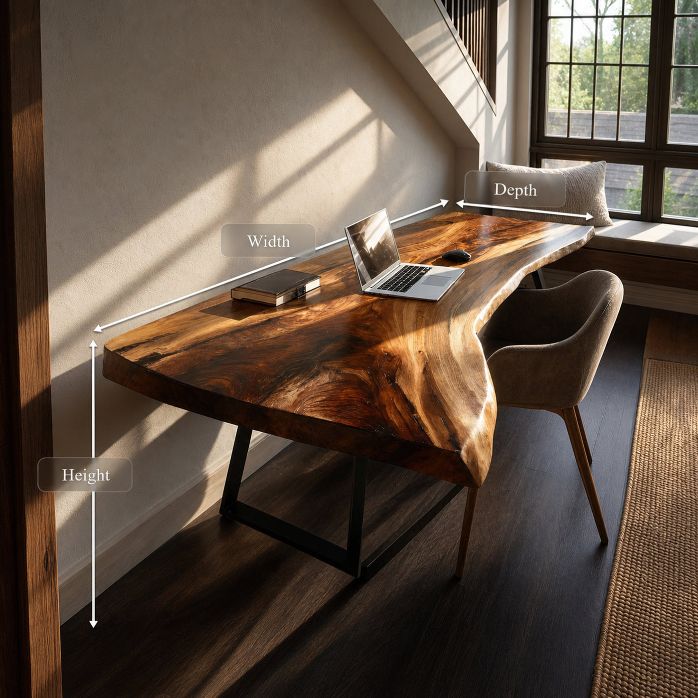 Farmhouse Handmade Live Edge Desk For Interior - product view 8