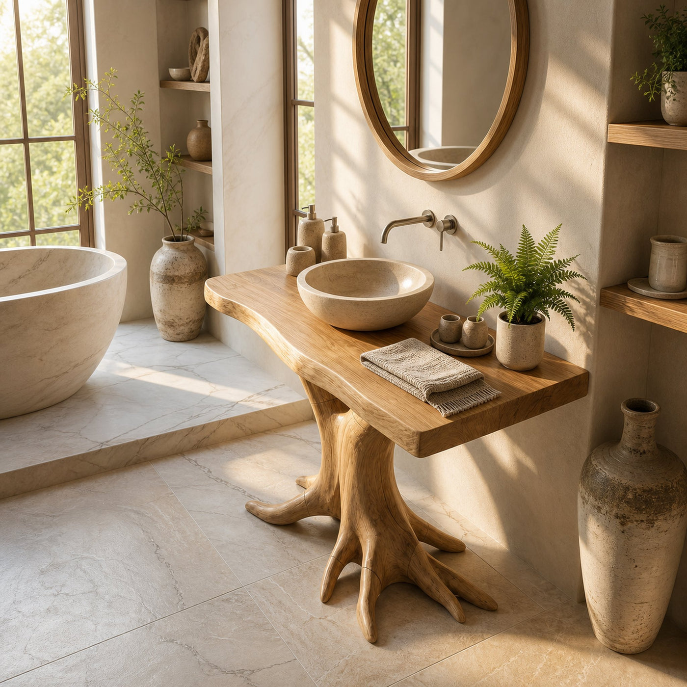 Farmhouse Live Edge Bathroom Vanity Handcrafted Wood For Spa Bathroom - product view 2