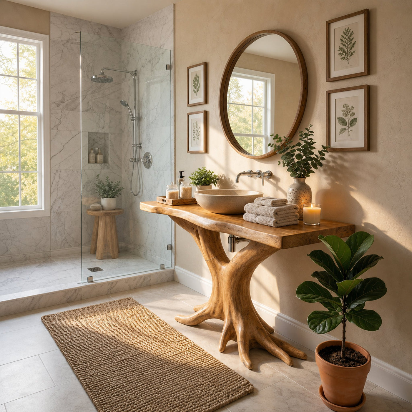 Farmhouse Live Edge Bathroom Vanity Handcrafted Wood For Spa Bathroom - product view 3