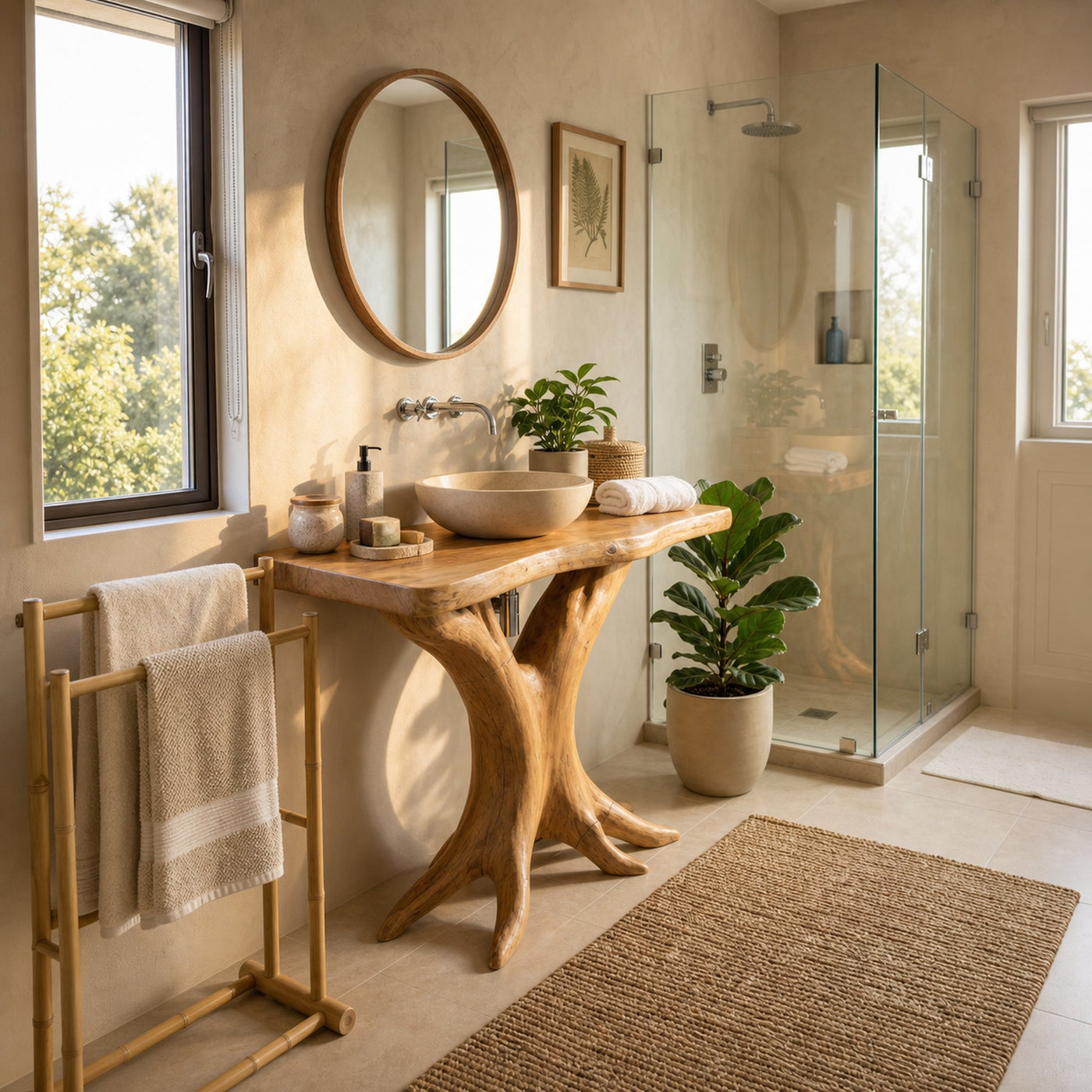 Farmhouse Live Edge Bathroom Vanity Handcrafted Wood For Spa Bathroom - product view 5